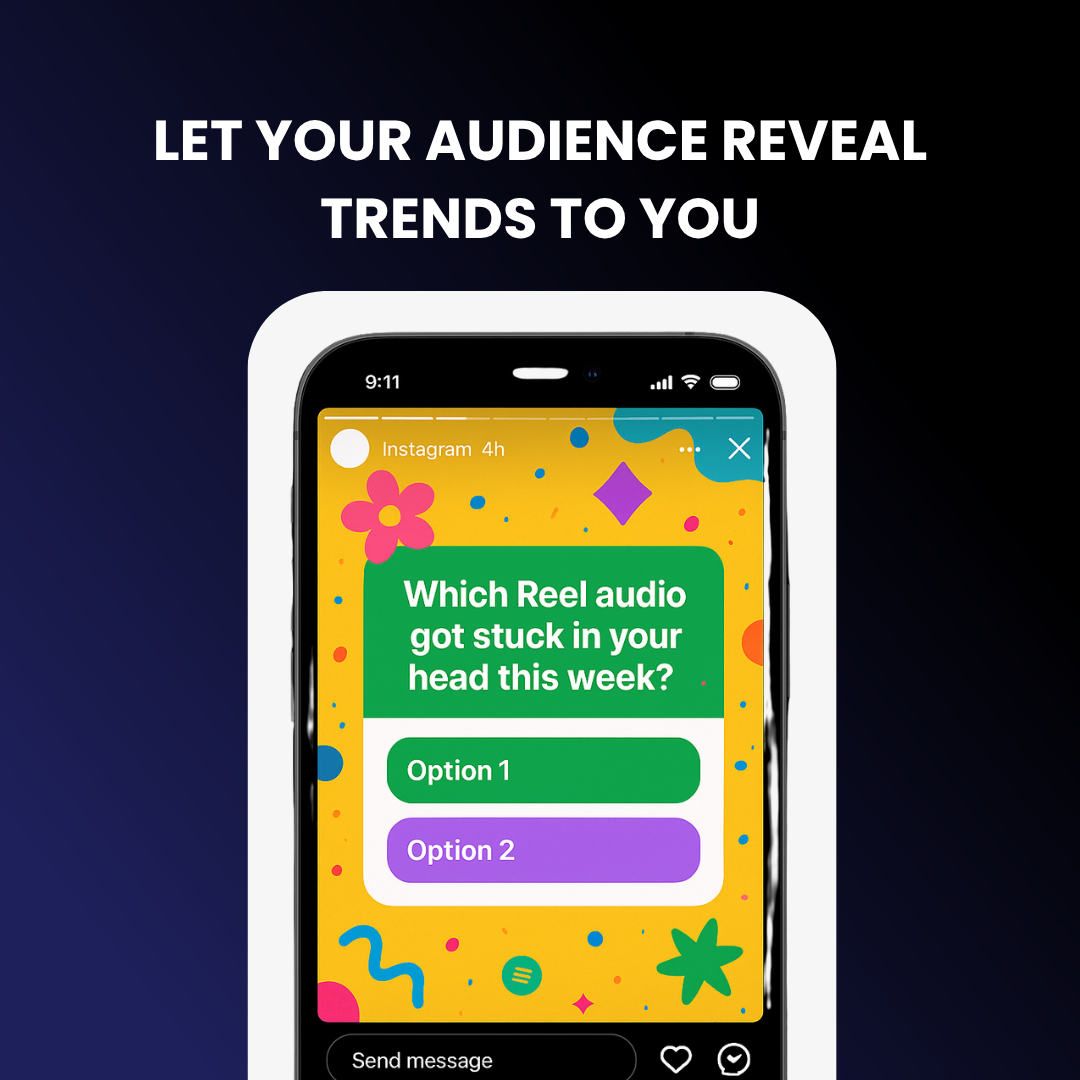 Instagram Story poll asking followers which Reel audio got stuck in their head this week