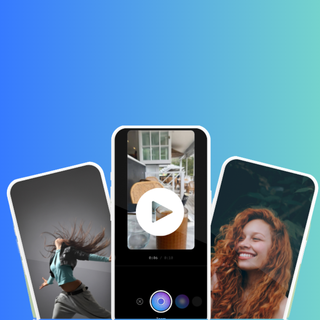 Visuals of videos such as Instagram reels and youtube shorts with a ‘>’ sign and on the other side, put static images