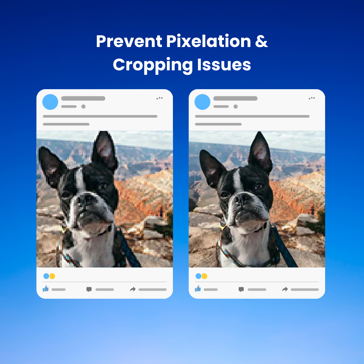 Use a pixelated and incorrectly cropped post with cross sign on them, and you can even place non-pixelated and correctly cropped posts on the right side (with tick).