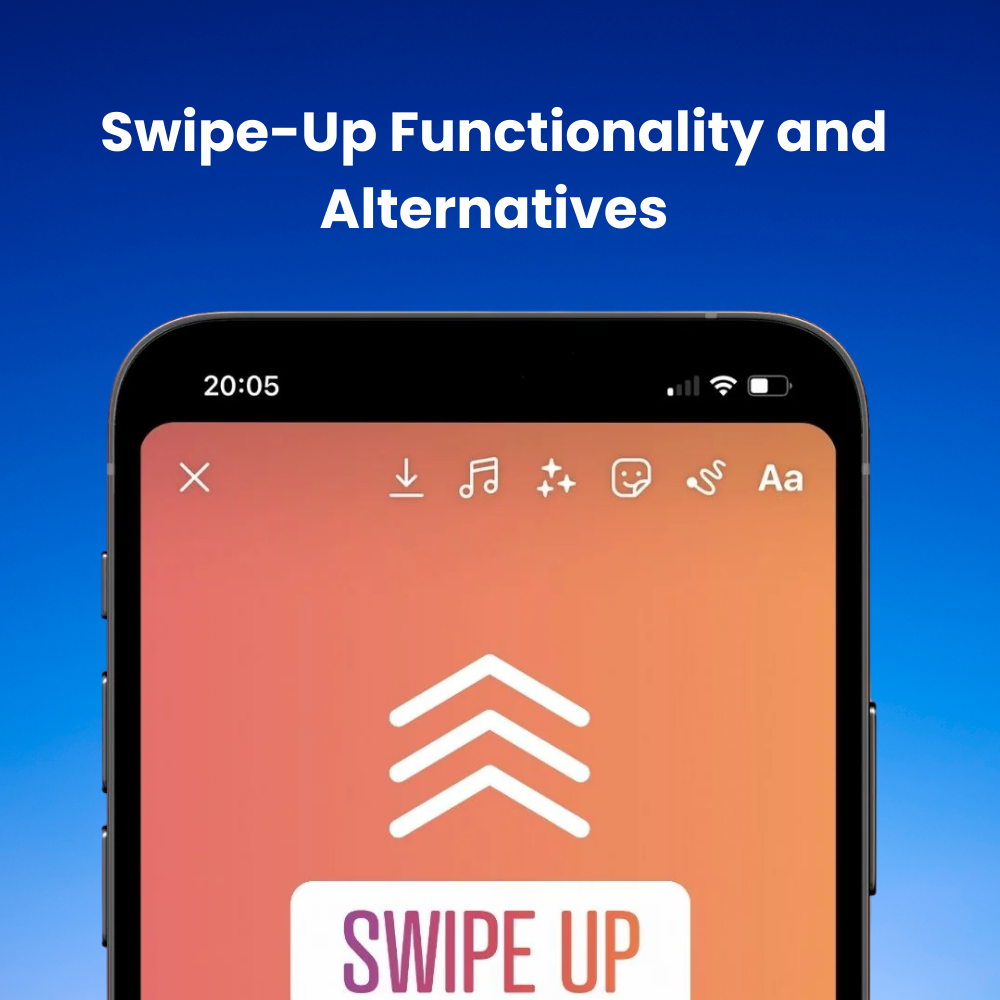 A Story frame showing a fashion brand’s new collection with a “Swipe Up to Shop” animation leading to their website.