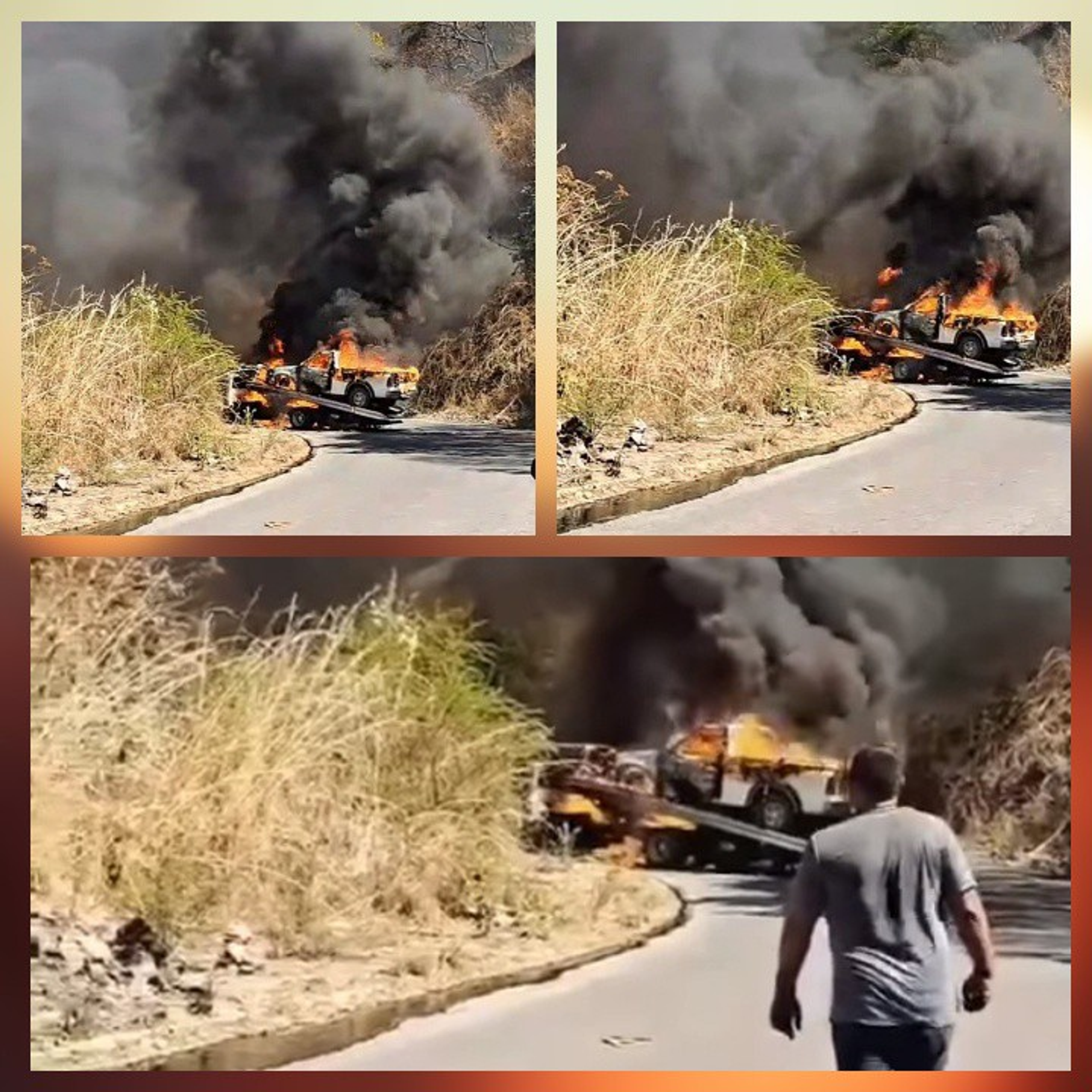 CARRETERA AHUACATLÁN–AMATLÁN DE CAÑAS PERMANECE CERRADA POR INCENDIO DE VEHÍCULO