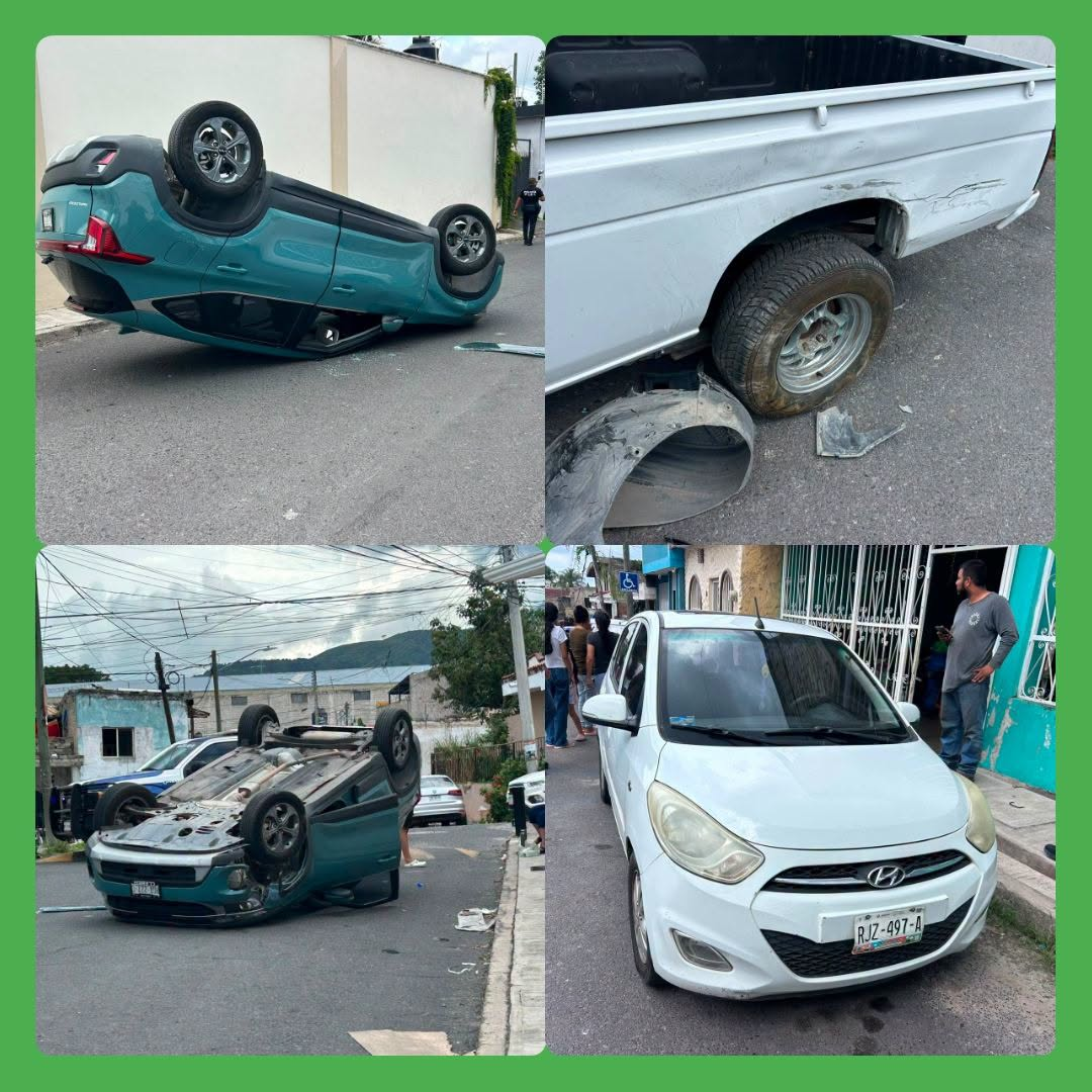 VOLCADURA EN COLONIA PEÑITAS TRAS MANIOBRA PARA EVITAR CHOQUE