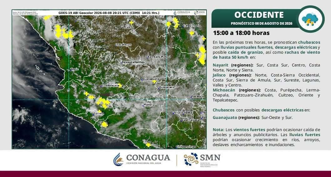 TARDES Y NOCHES CON LLUVIAS Y TORMENTAS EN NAYARIT