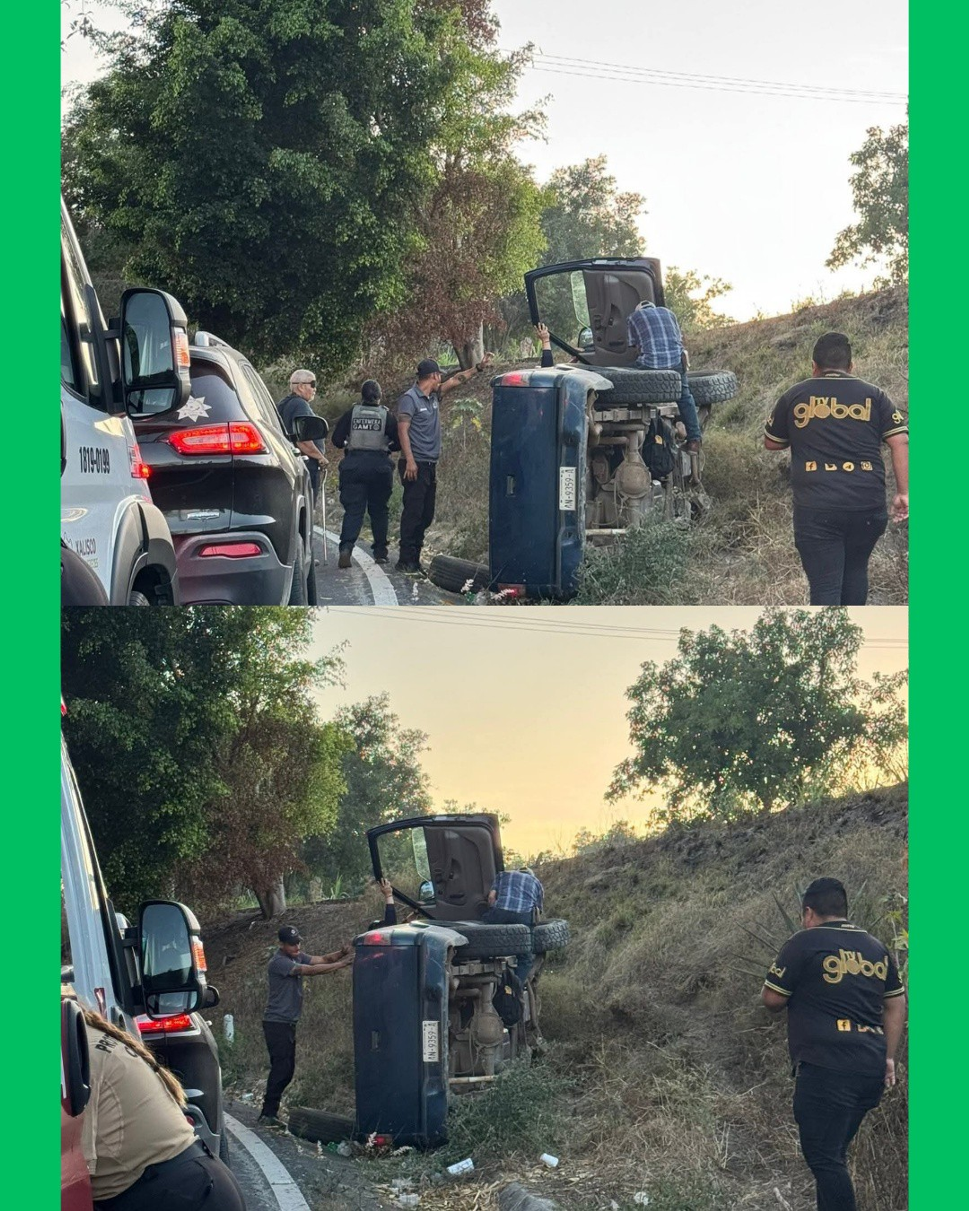 VOLCADURA EN CARRETERA FEDERAL 200 DEJA SOLO DAÑOS MATERIALES