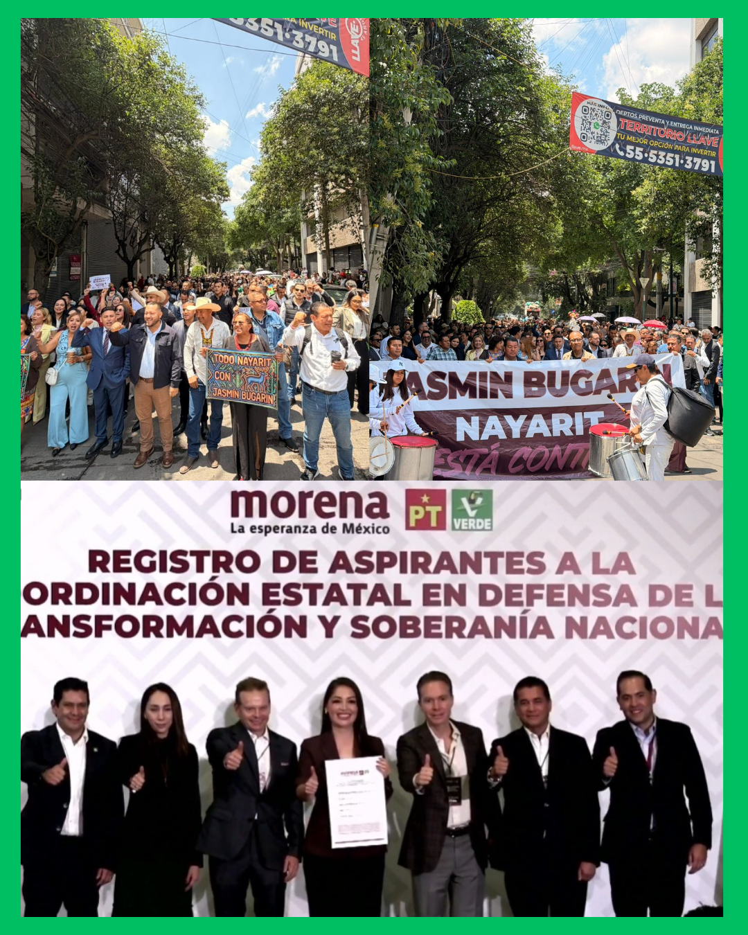 🟢 JASMIN BUGARÍN SE CONVIERTE EN LA PRIMERA ASPIRANTE REGISTRADA POR LA COORDINACIÓN ESTATAL EN NAYARIT