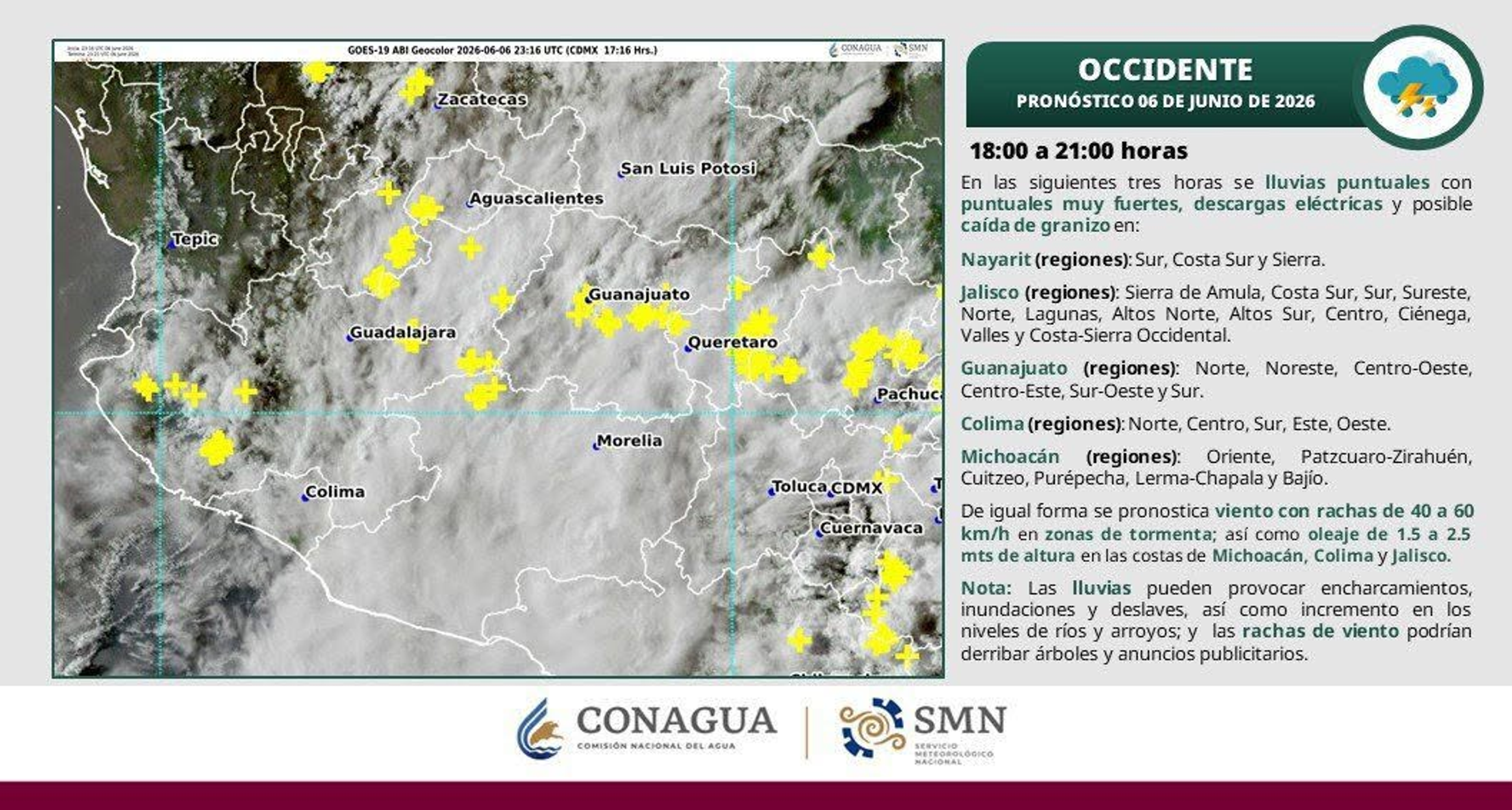 ALERTAN POR LLUVIAS FUERTES, GRANIZO Y VIENTOS EN NAYARIT