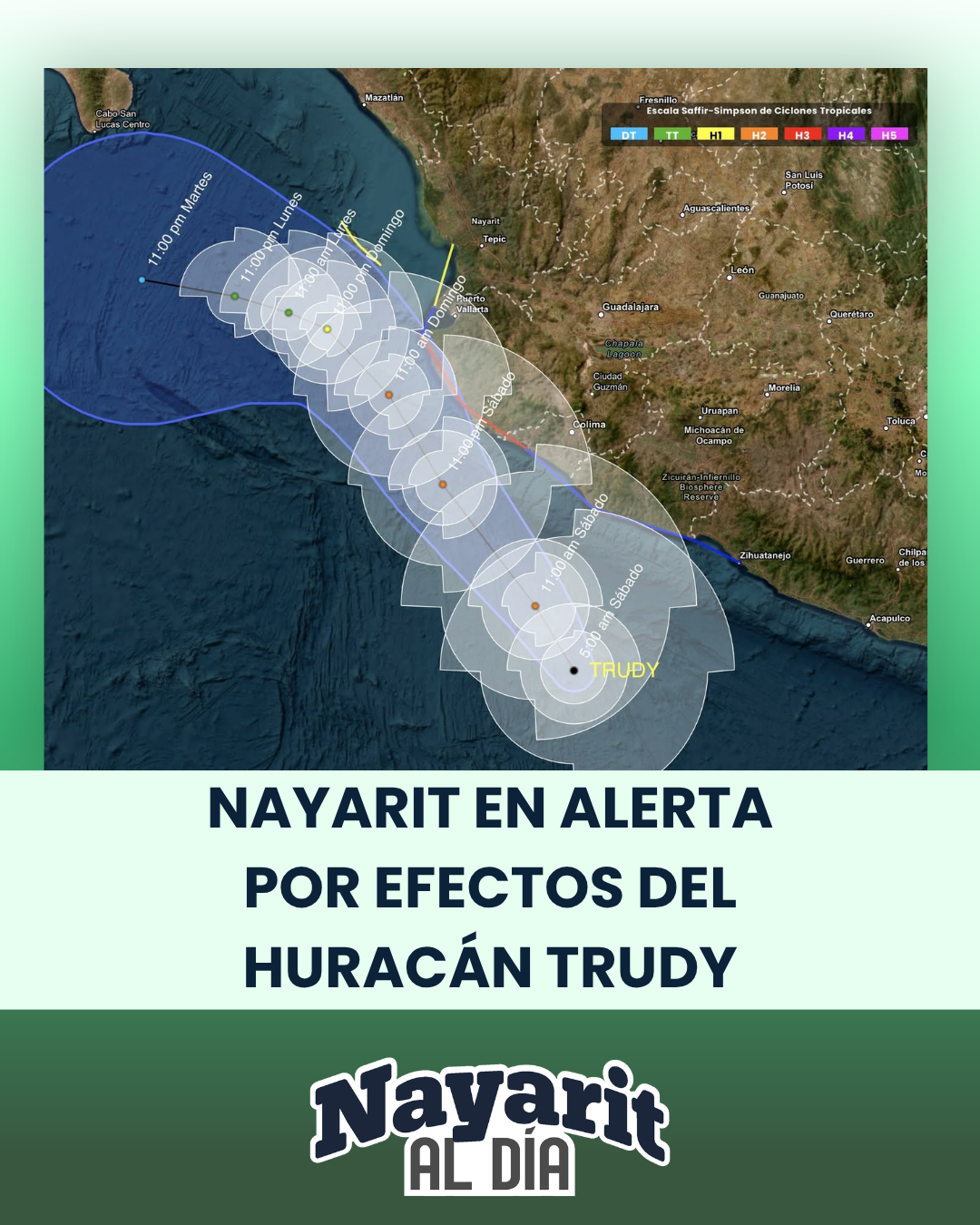 NAYARIT EN ALERTA POR EFECTOS DEL HURACÁN TRUDY