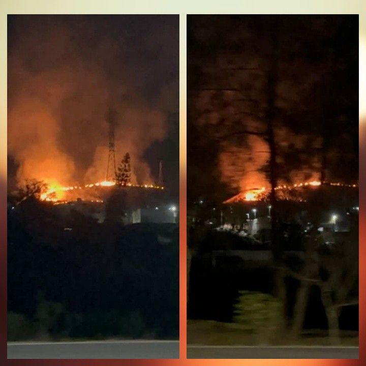 Ahora en otro punto de Tepic ARDE EL CERRO FRENTE AL BULEVAR COLOSIO EN TEPIC