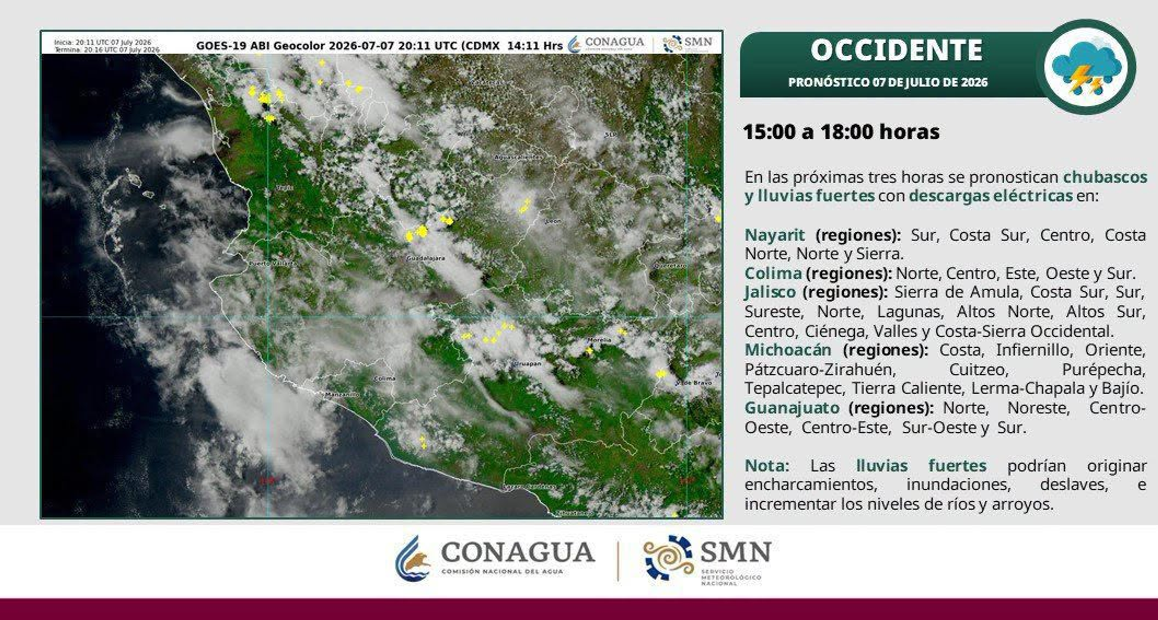 SE ESPERAN LLUVIAS Y TORMENTAS DURANTE LA TARDE EN NAYARIT