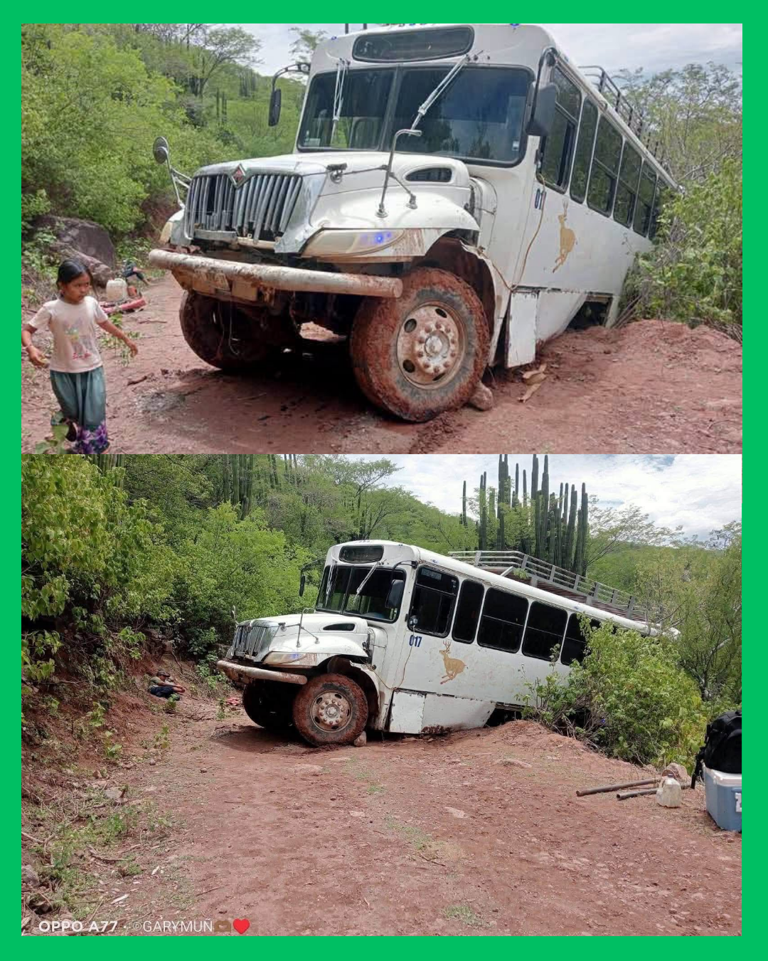 CAMIÓN DE PASAJEROS SE SALIÓ DEL CAMINO EN LA SIERRA DEL NAYAR
