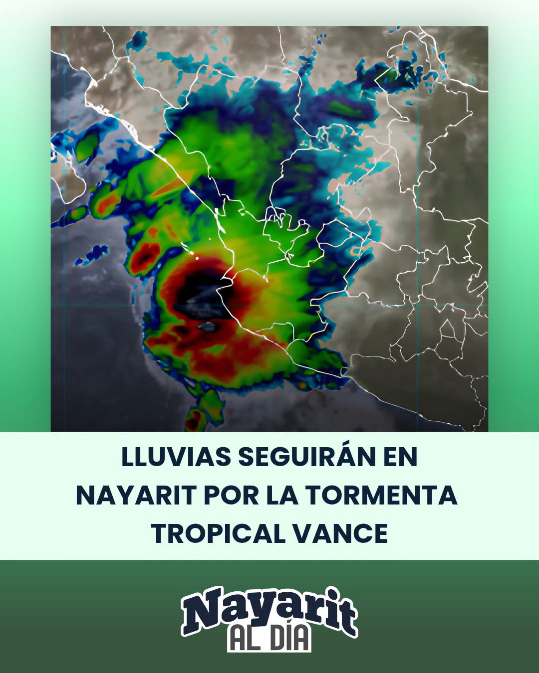 LLUVIAS SEGUIRÁN EN NAYARIT POR LA TORMENTA TROPICAL VANCE
