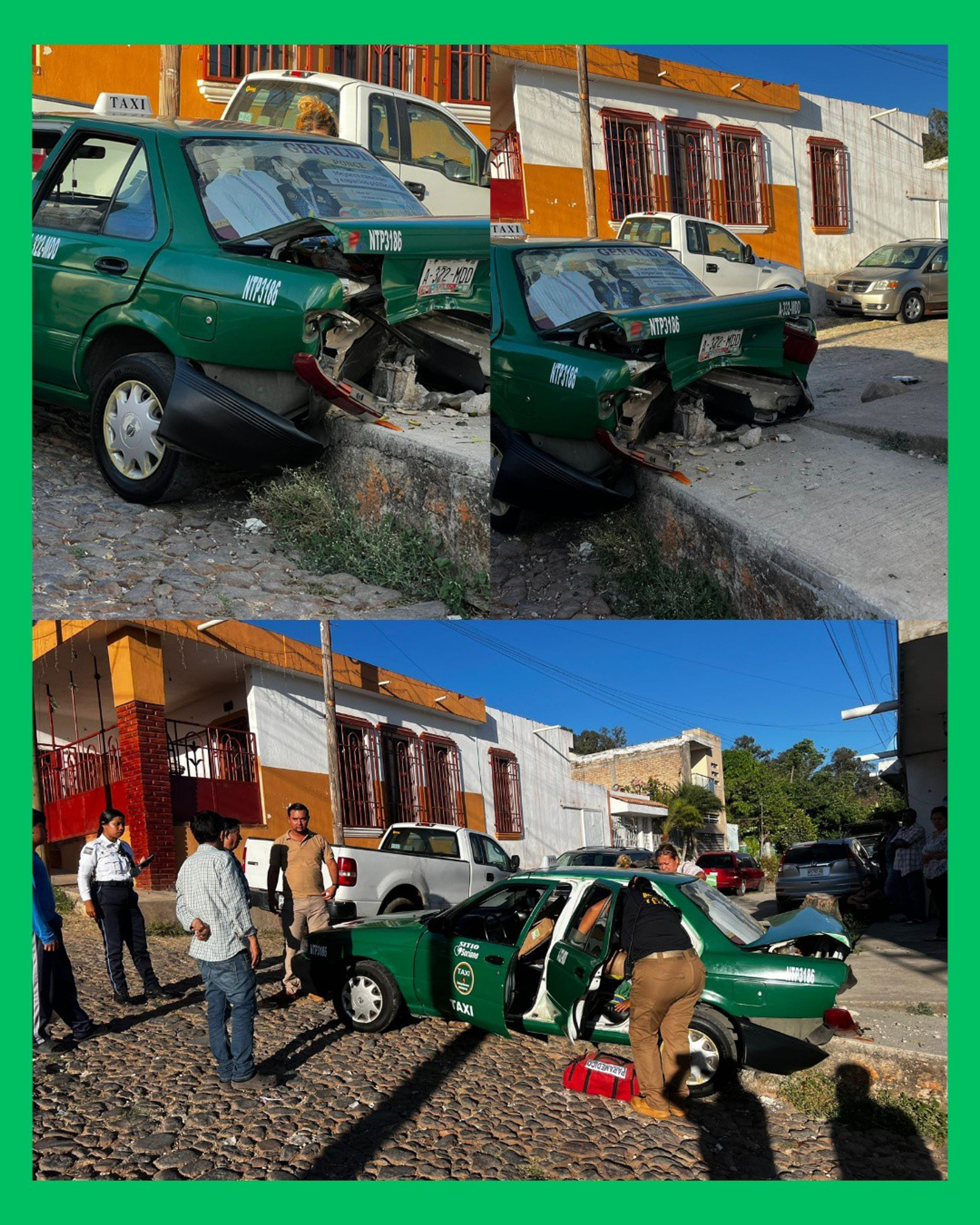 TAXI PIERDE FUERZA Y CHOCA EN LA COLONIA FRANCISCO VILLA