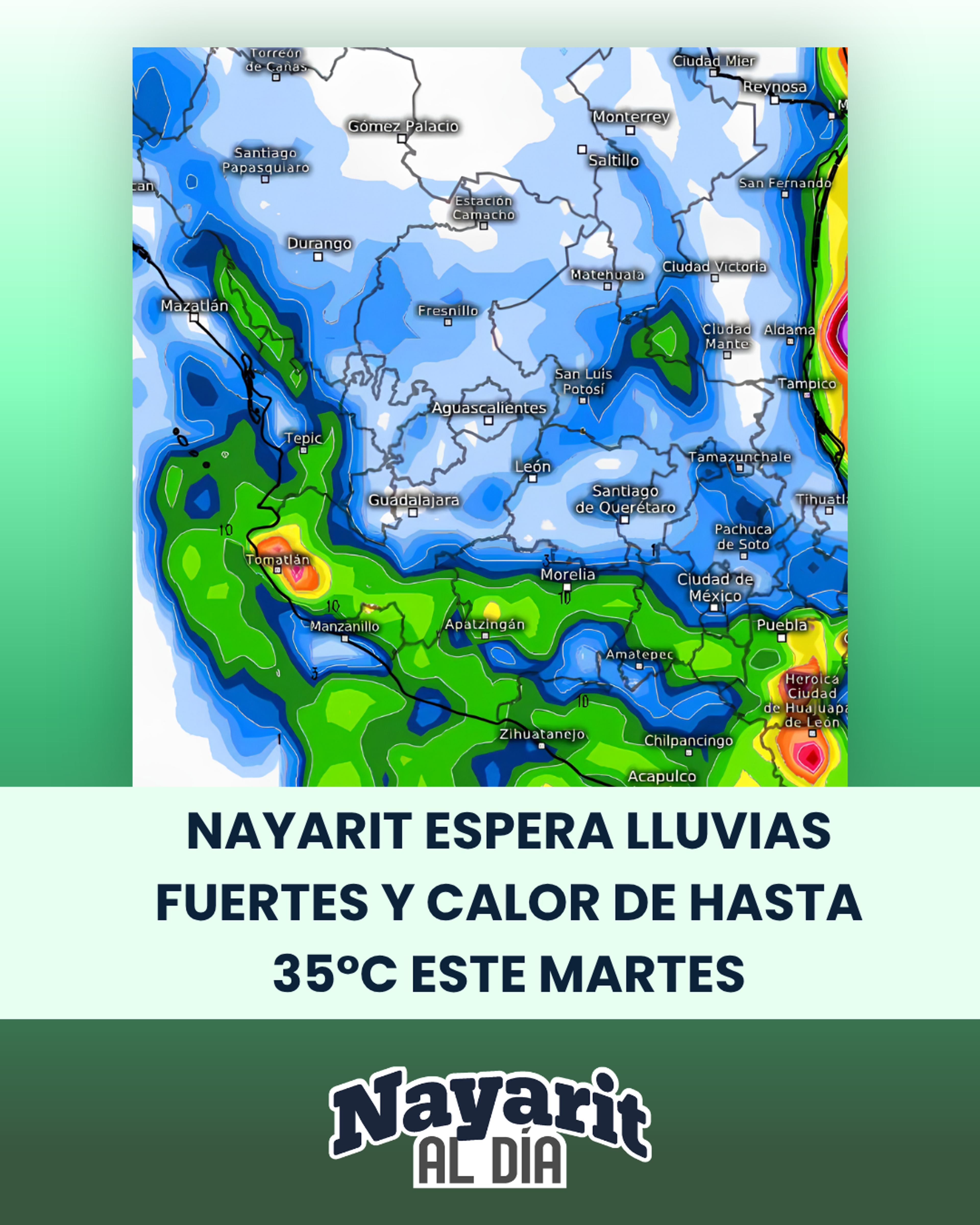 NAYARIT TENDRÁ FUERTES LLUVIAS Y OLEAJE ELEVADO ESTE SÁBADO