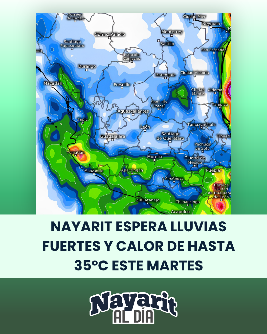 NAYARIT TENDRÁ FUERTES LLUVIAS Y OLEAJE ELEVADO ESTE SÁBADO