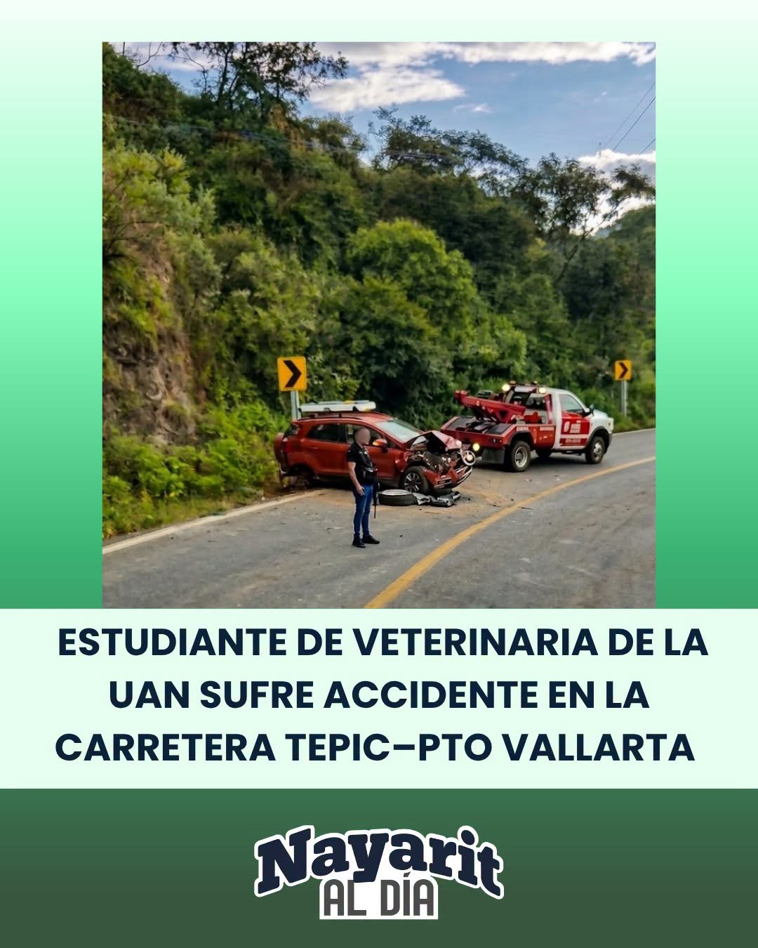🚨🚙 ¡ESTUDIANTE DE VETERINARIA DE LA UAN SUFRE ACCIDENTE EN LA CARRETERA TEPIC–PUERTO VALLARTA!