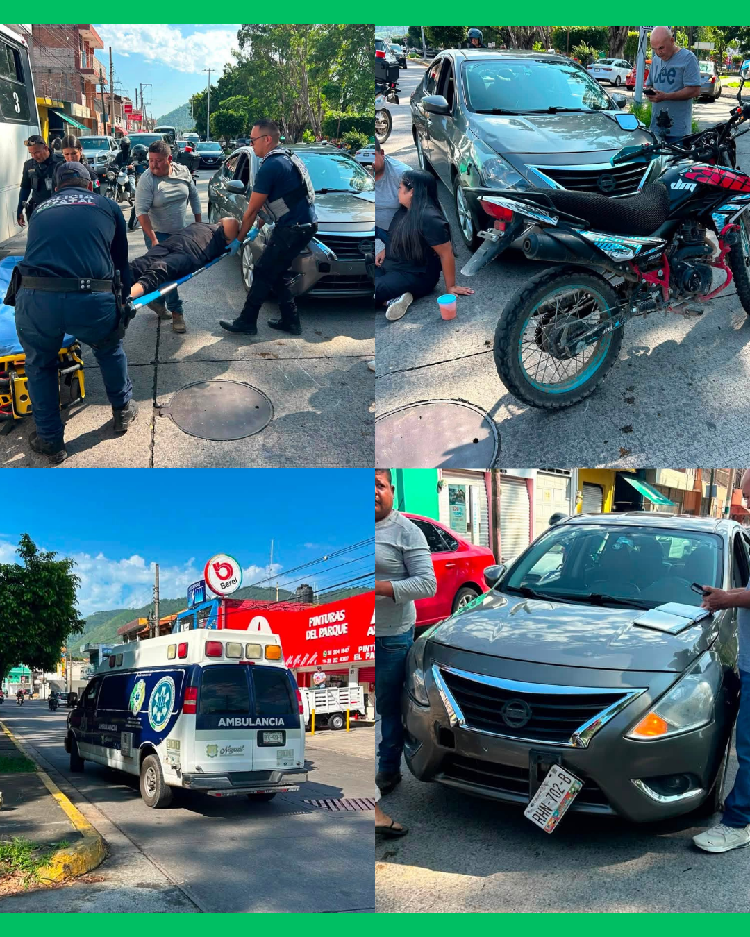 ¡CHOQUE ENTRE AUTOMÓVIL Y MOTOCICLETA DEJA A UNA MUJER LES1ONADA EN LA H. CASAS