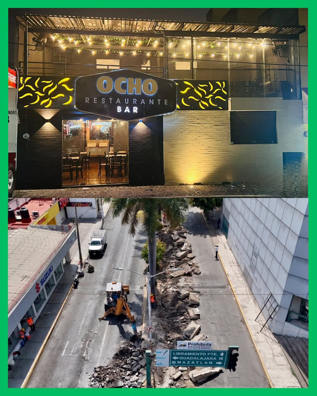 ¡OTRO NEGOCIO QUE CIERRA POR LAS REPARACIONES DE LA AV. "JACARANDAS"! OCHO RESTAURANTE BAR SE DESPIDE