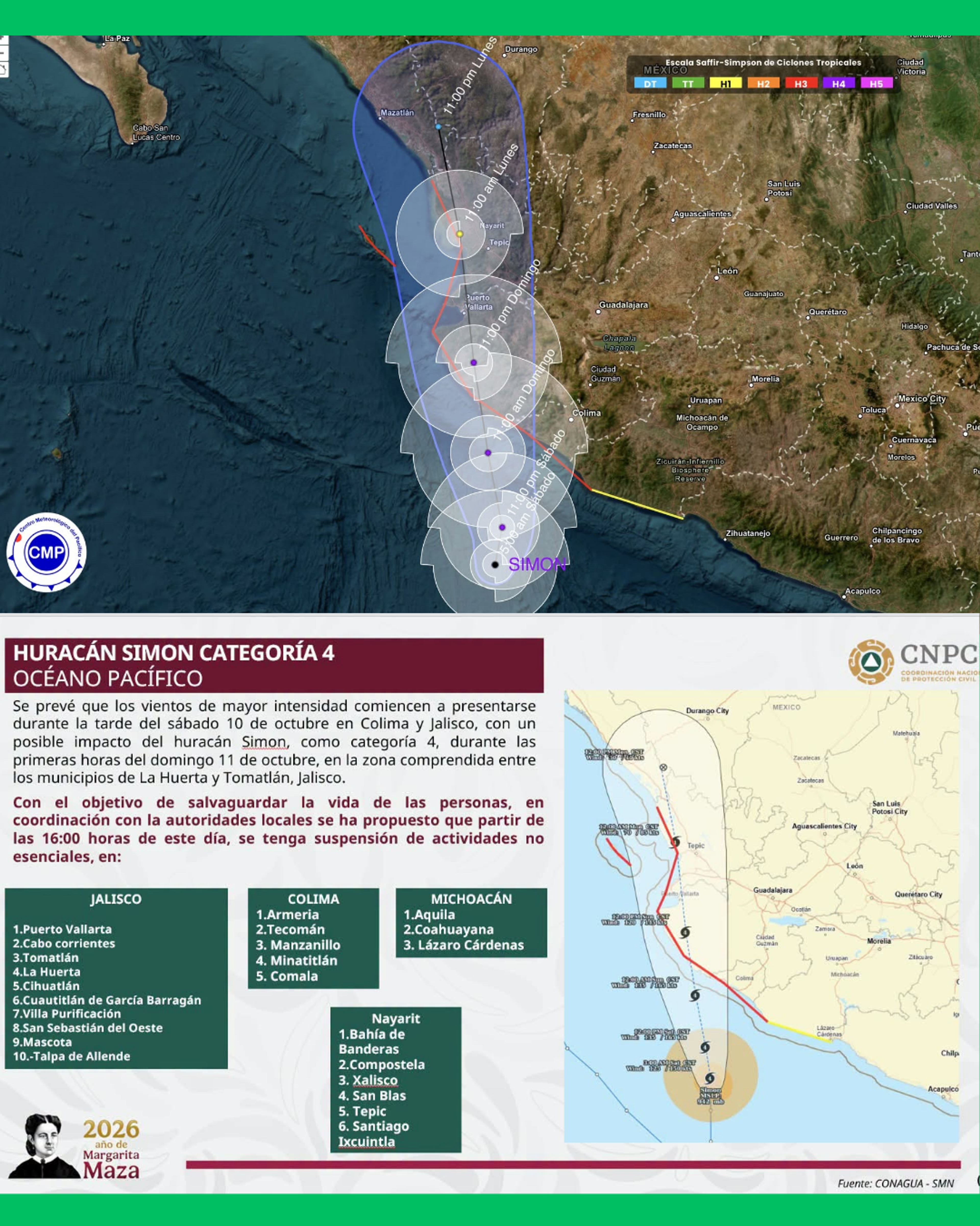 SUSPENDEN ACTIVIDADES HOY DESDE LAS 4 DE LA TARDE EN MUNICIPIOS DE NAYARIT
