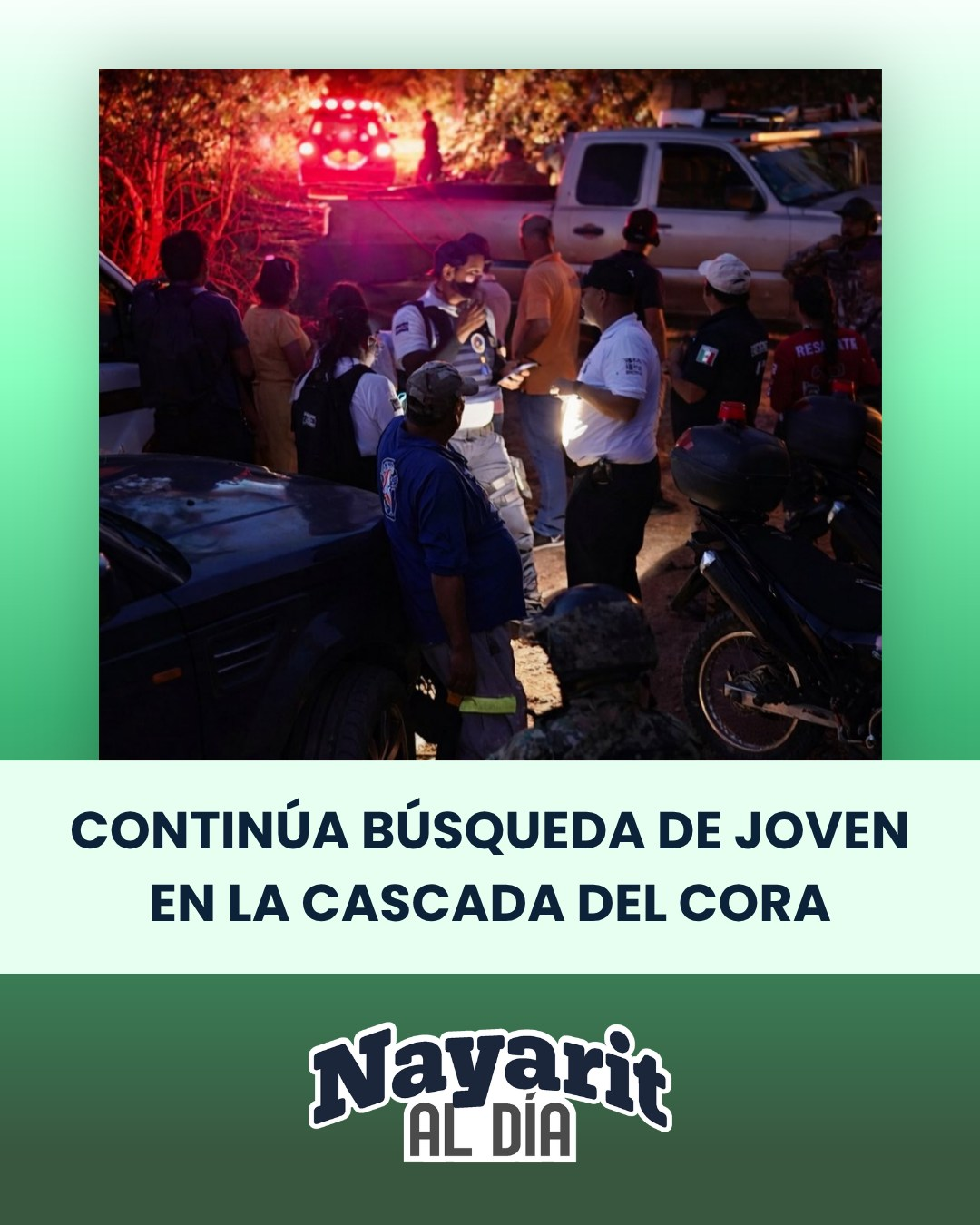 CONTINÚA BÚSQUEDA DE JOVEN DESAPARECIDO EN LA CASCADA DEL CORA