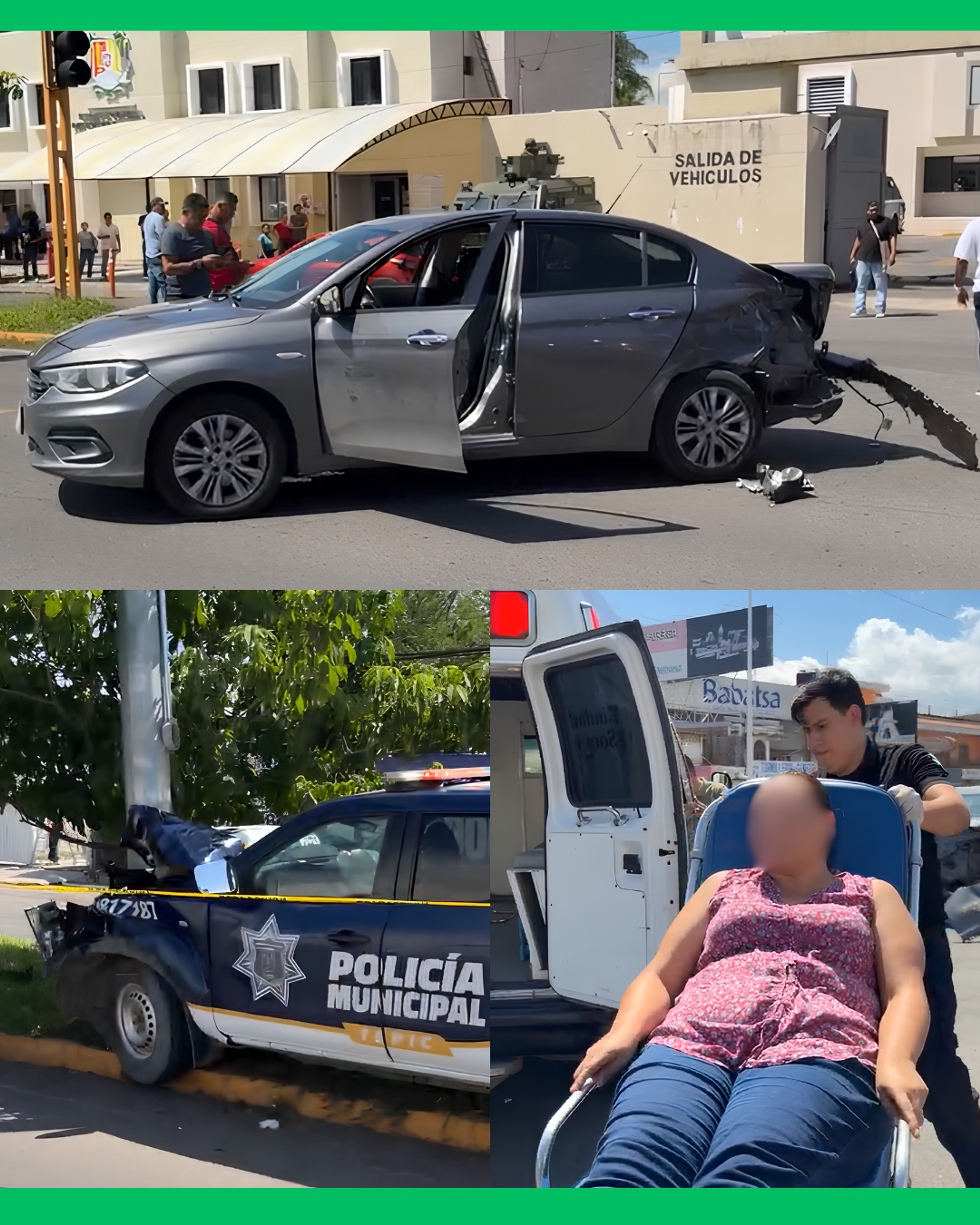 PATRULLA DE LA POLICÍA MUNICIPAL CHOCA CONTRA AUTO DONDE VIAJABAN UNA MADRE Y SU HIJO EN TEPIC