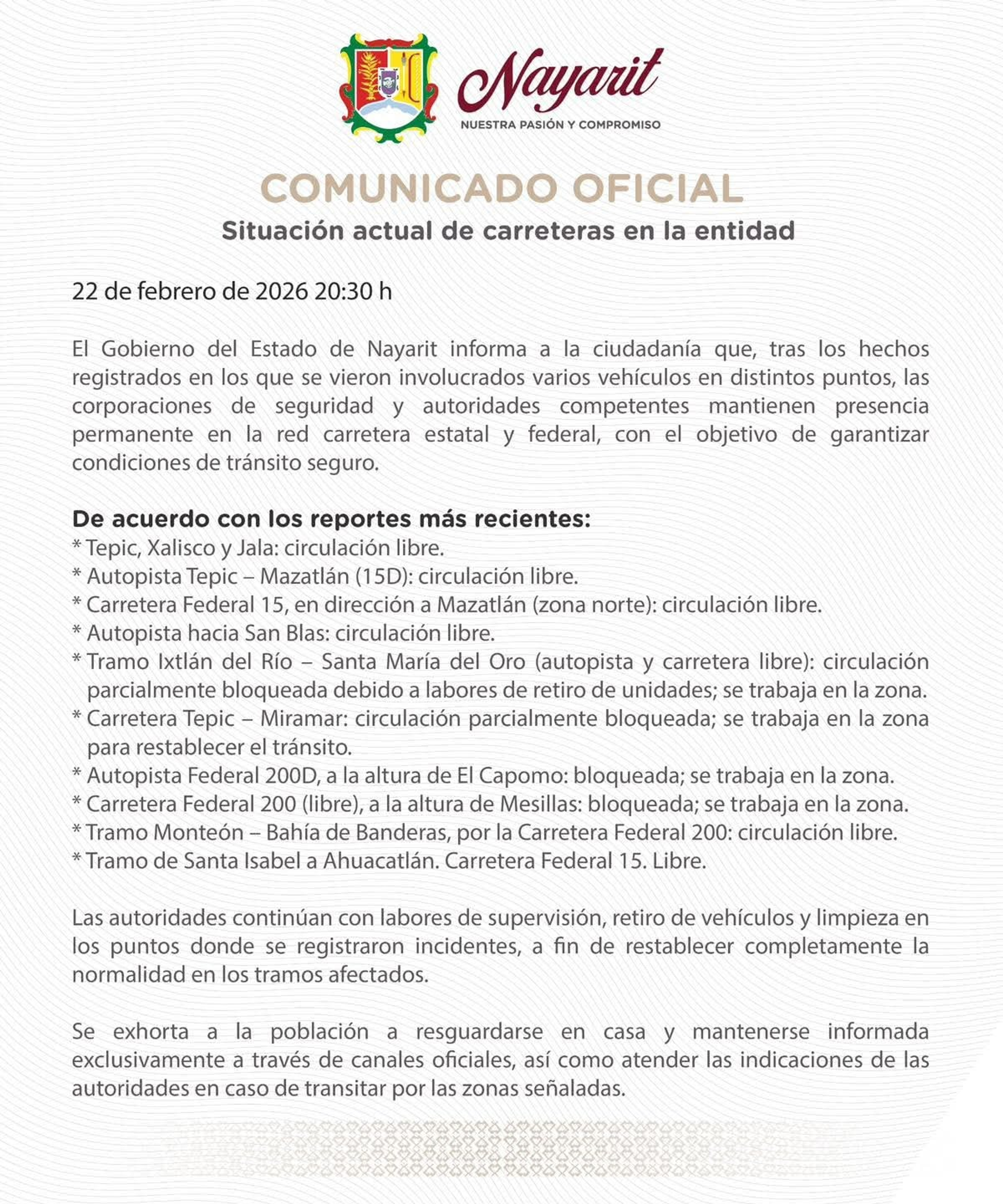 COMUNICADO OFICIAL NAYARIT 
