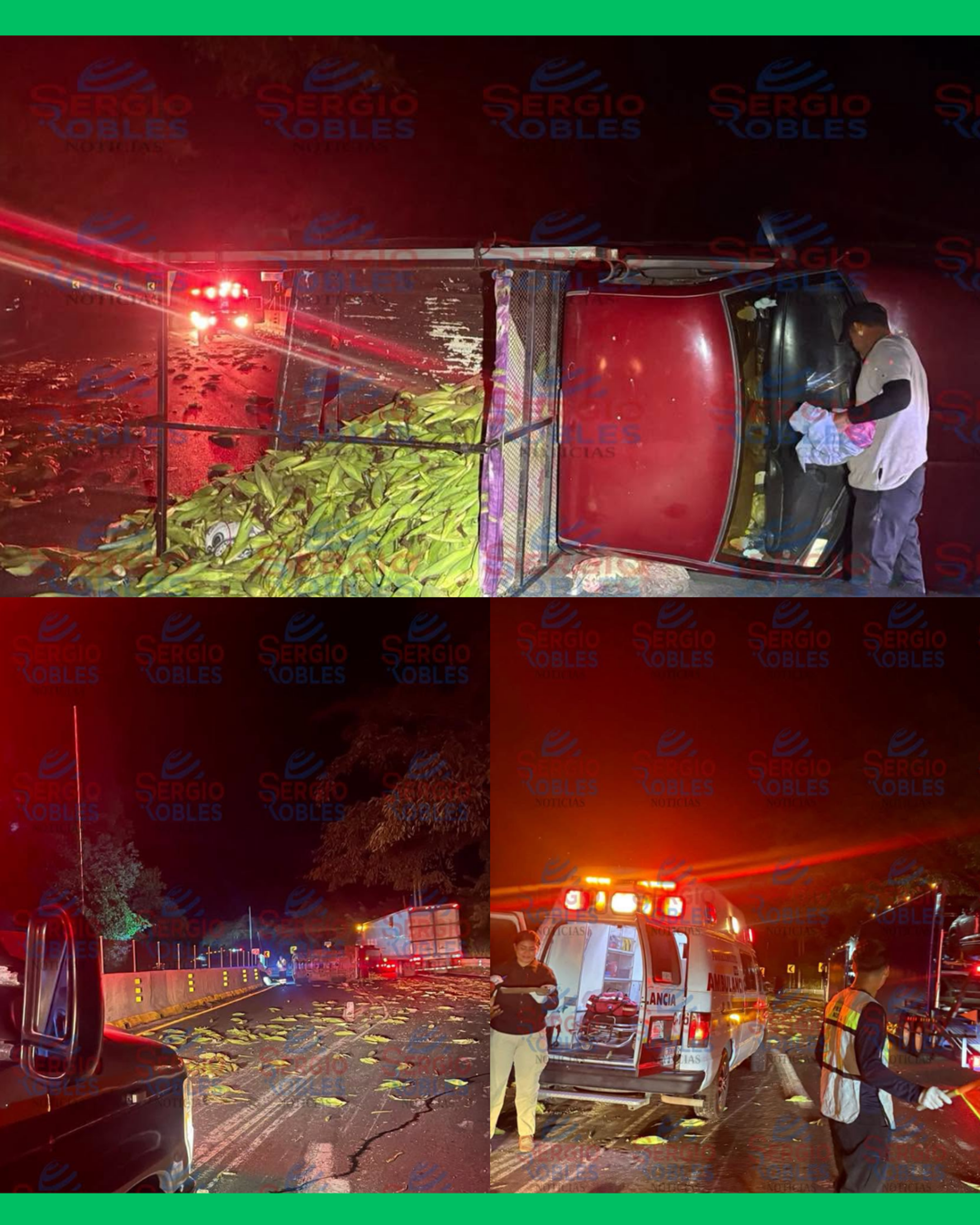 CAMIONETA CARGADA DE ELOTES VUELCA EN LA AUTOPISTA TEPIC-MAZATLÁN