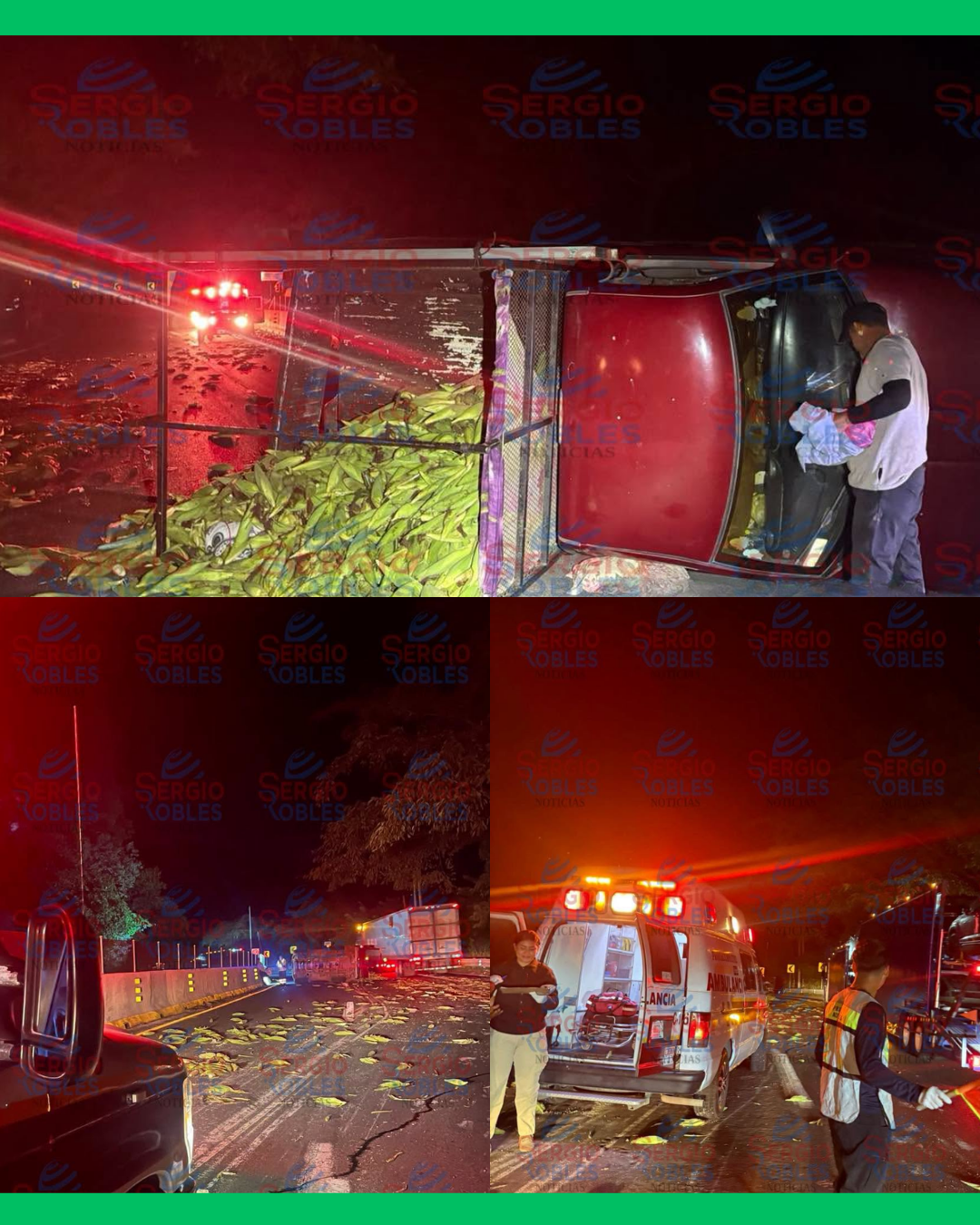 CAMIONETA CARGADA DE ELOTES VUELCA EN LA AUTOPISTA TEPIC-MAZATLÁN