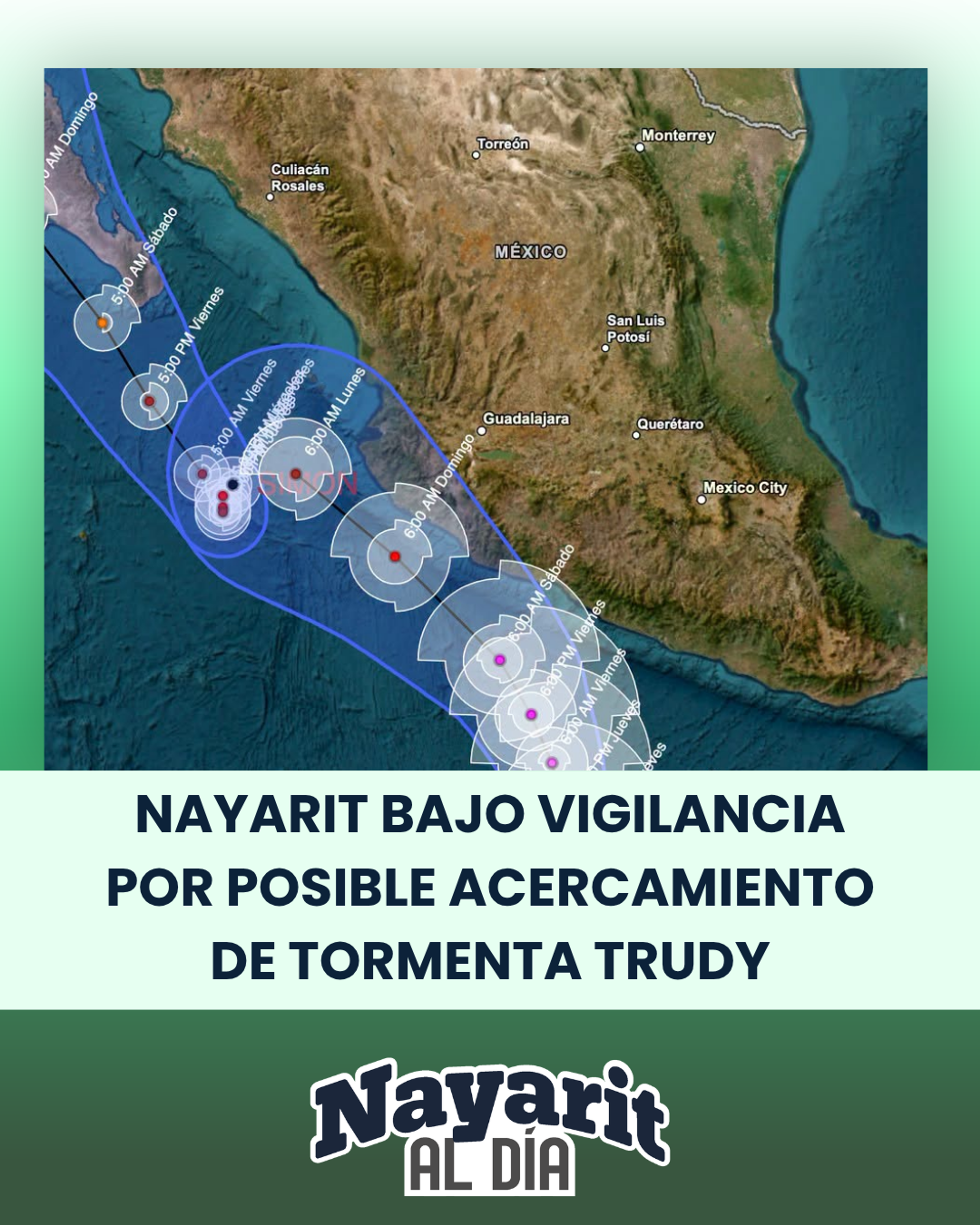 NAYARIT BAJO VIGILANCIA POR POSIBLE ACERCAMIENTO DE TORMENTA TRUDY