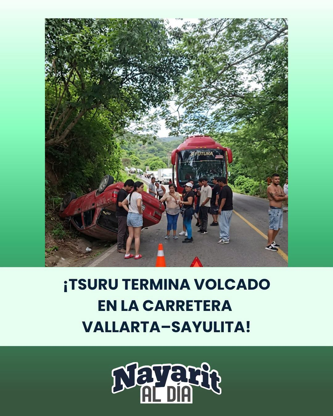 ¡TSURU TERMINA VOLCADO EN LA CARRETERA HACIA SAN IGNACIO!