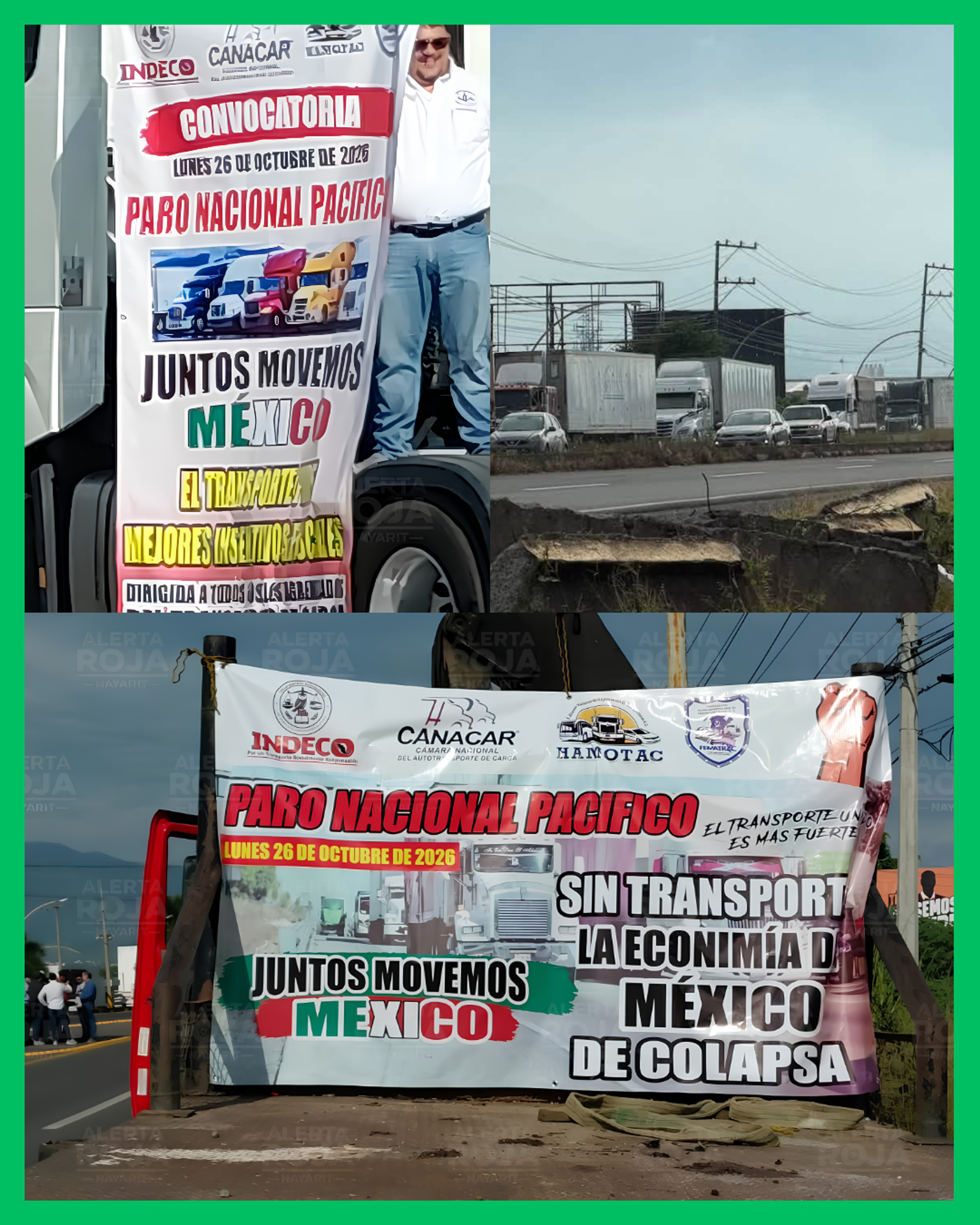 TRANSPORTISTAS SE MANIFIESTAN EN LA CARRETERA TEPIC-GUADALAJARA SIN BLOQUEAR EL PASO