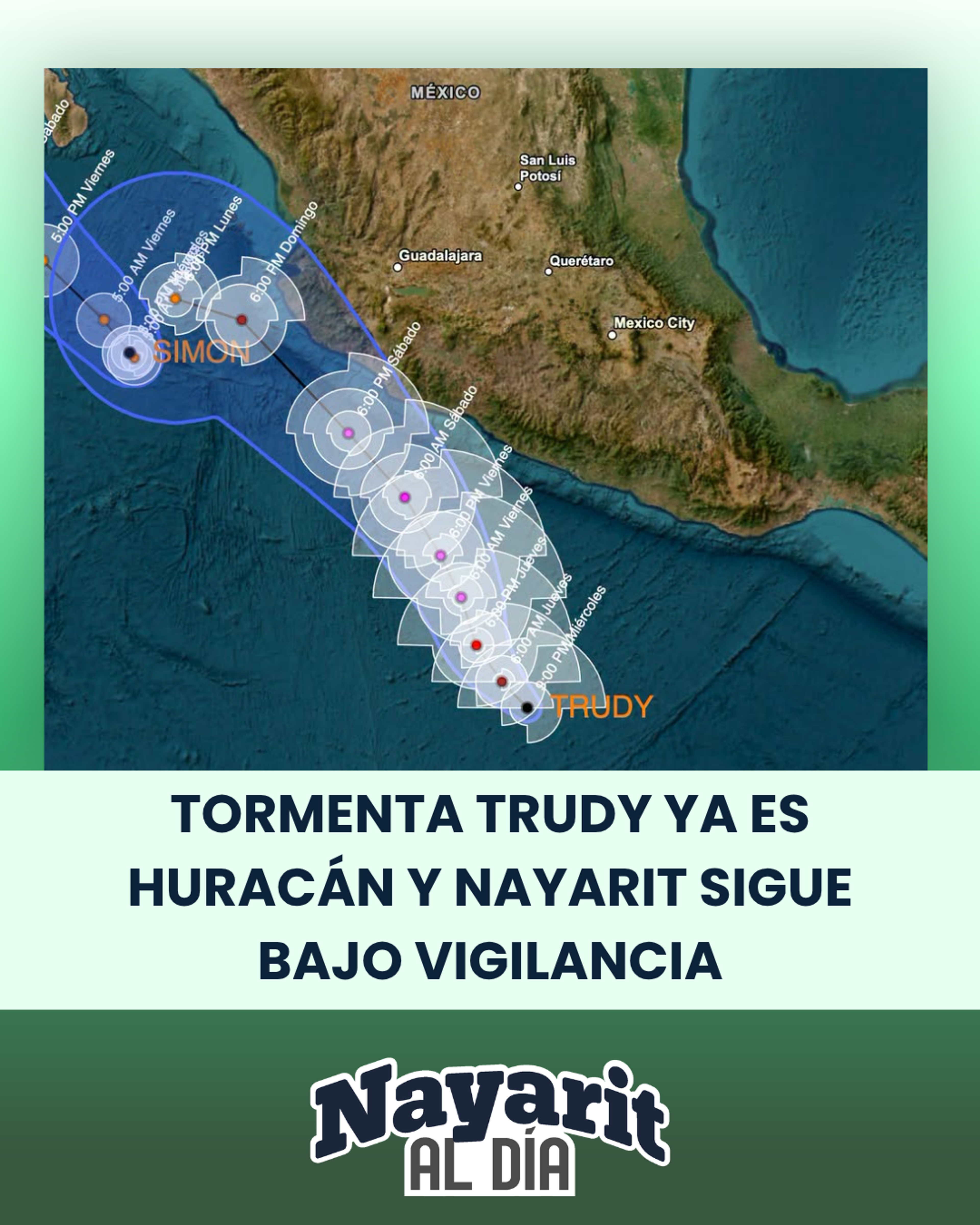 TRUDY YA ES HURACÁN CATEGORÍA 1 Y NAYARIT SIGUE BAJO VIGILANCIA