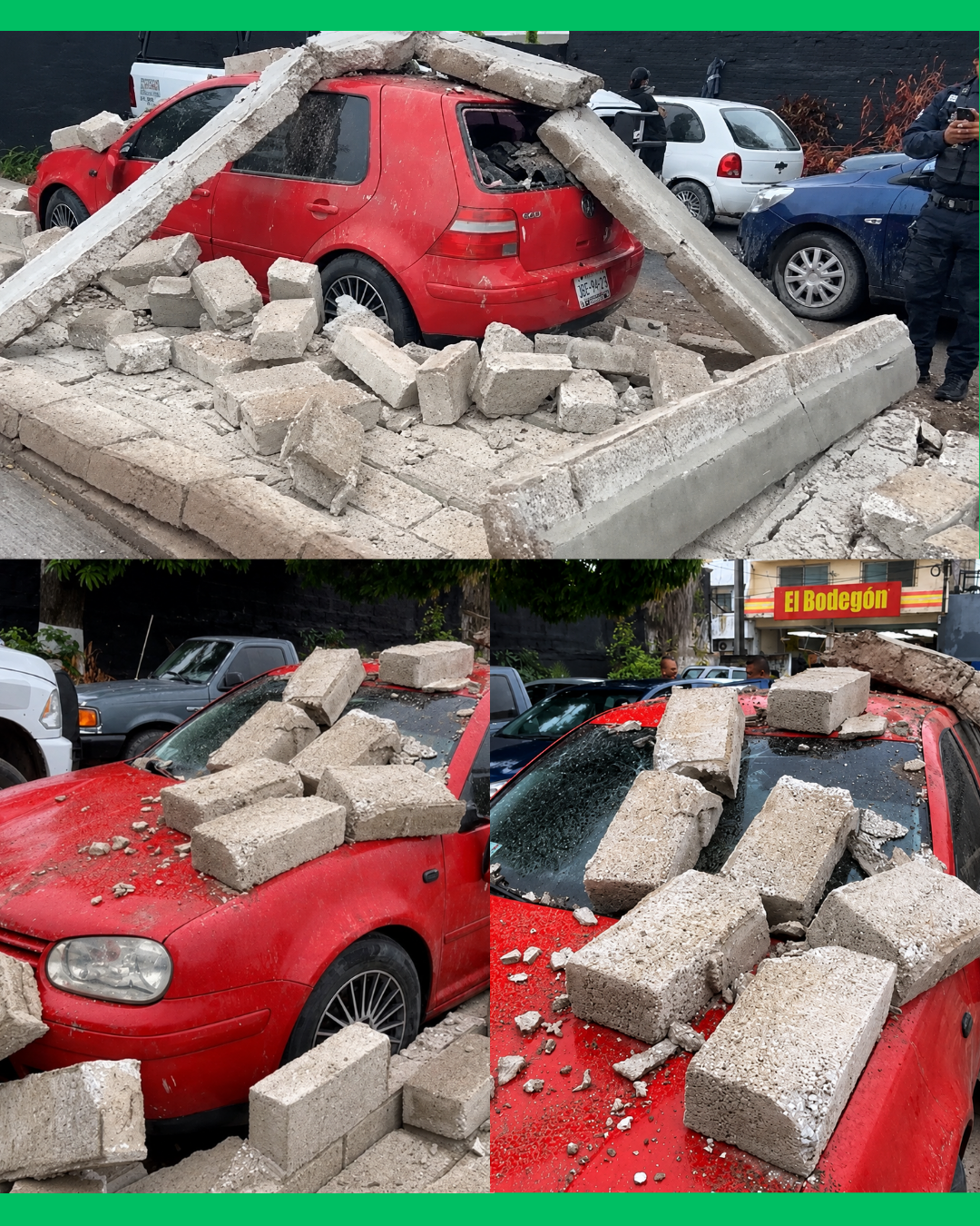 ¡CAMIÓN DERRIBA PARTE DE UNA BARDA Y DAÑA UN VEHÍCHULO EN SAN BLAS!