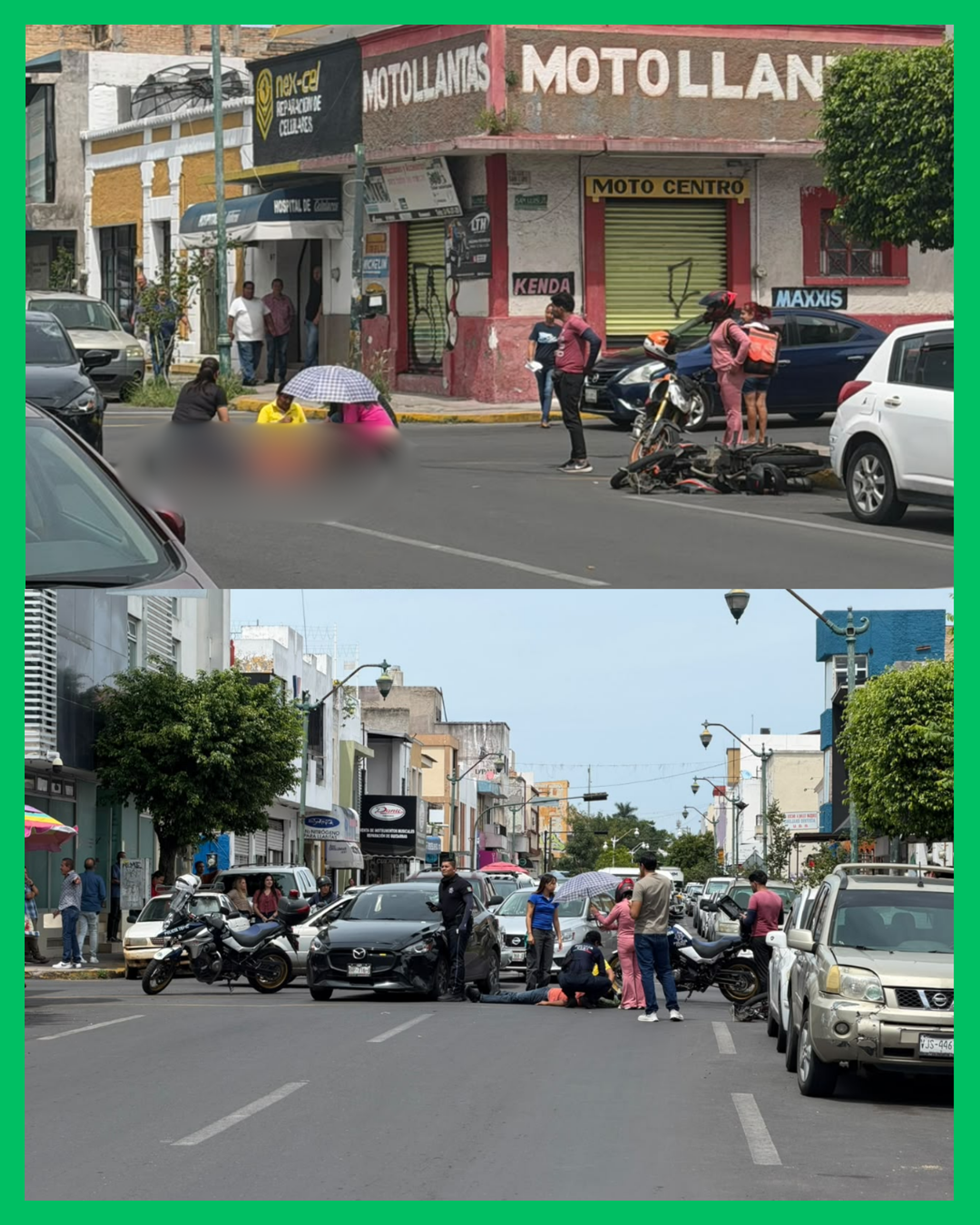 CHOQUE ENTRE MOTO Y AUTOMÓVIL DEJA DOS PERSONAS LESIONADAS EN EL CENTRO DE TEPIC
