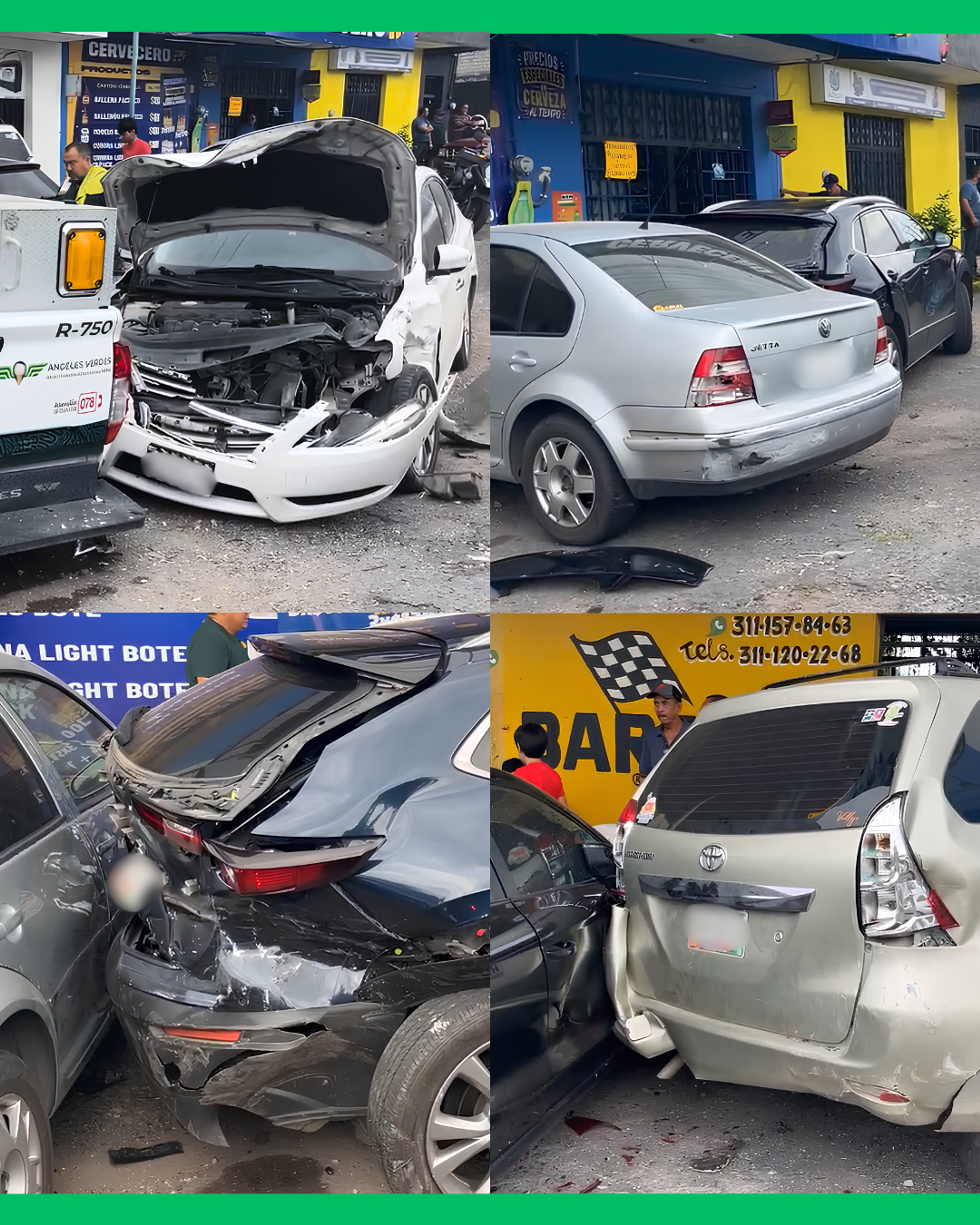  ¡ACCIDENTE MÚLTIPLE EN LA TEPIC–MIRAMAR, CINCO AUTOS ESTACIONADOS RESULTAN AFECTADOS! 