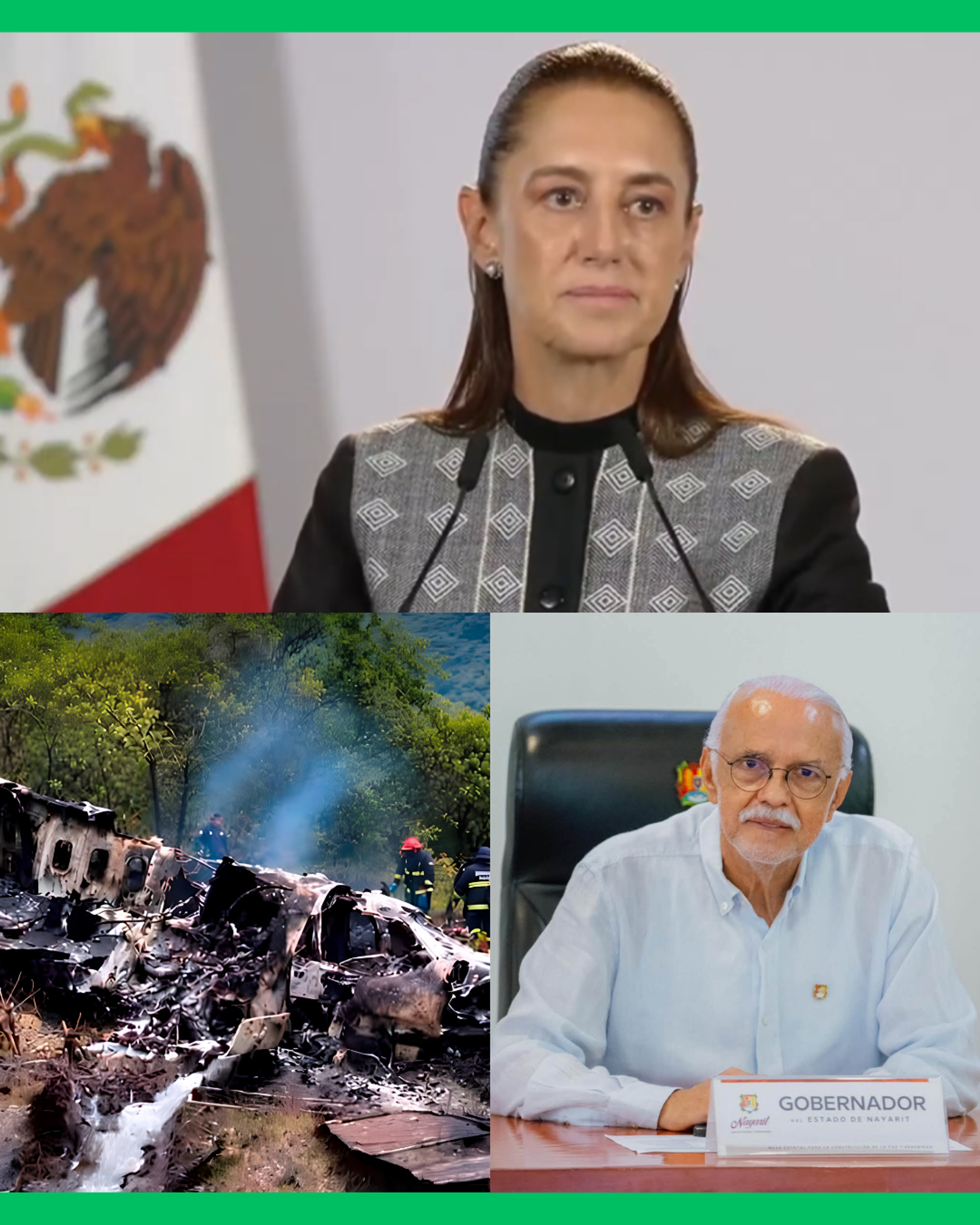 SHEINBAUM DESCARTA QUE LA CAÍDA DE LA AERONAVE FUERA UN ATENTADO CONTRA NAVARRO