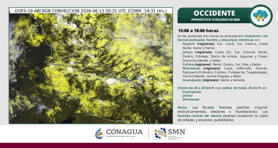 NAYARIT BAJO VIGILANCIA: SE ESPERAN LLUVIAS FUERTES Y TORMENTAS ESTA TARDE