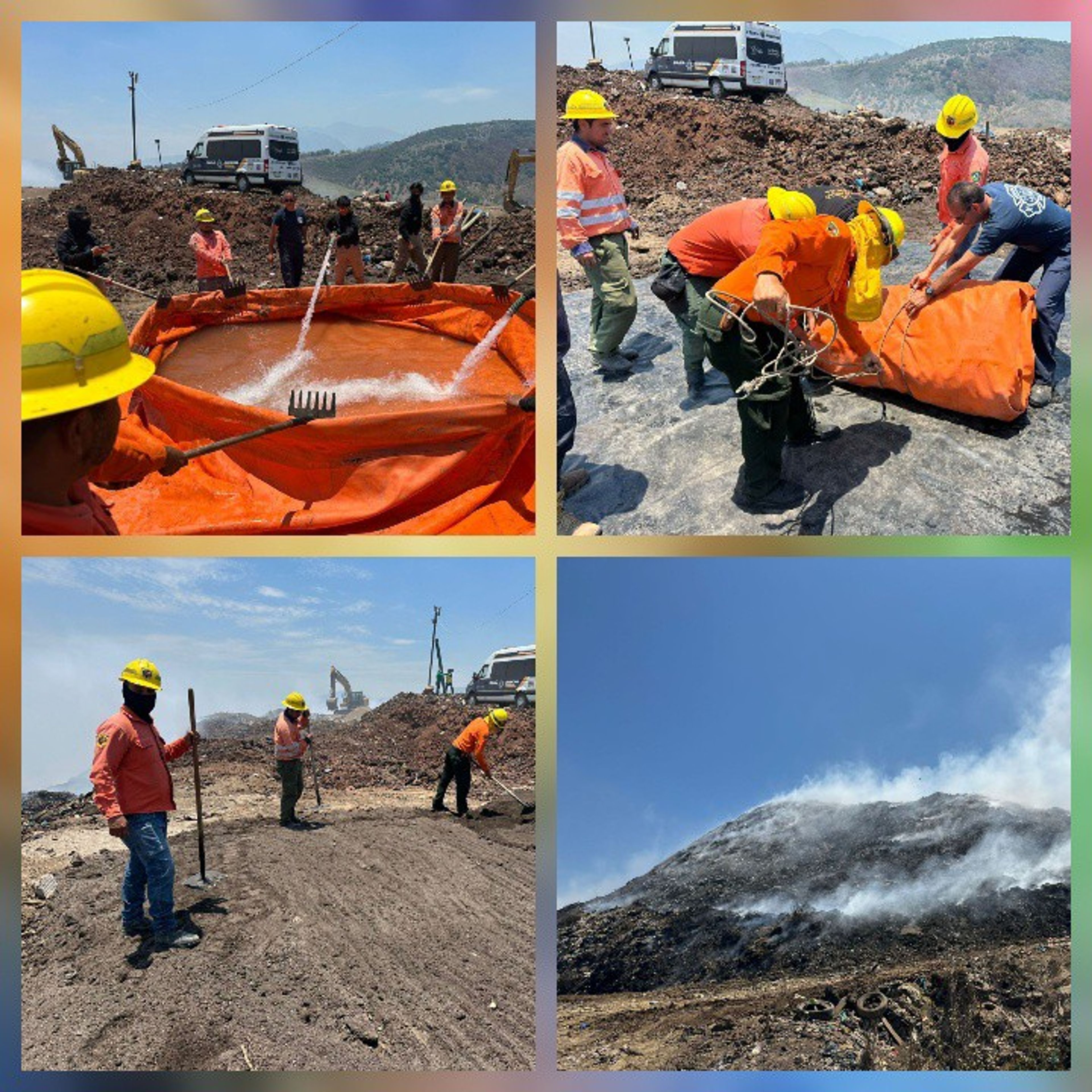 CONTINÚAN LABORES PARA SOFOCAR INCENDIO EN EL RELLENO SANITARIO “EL IZTETE” EN TEPIC