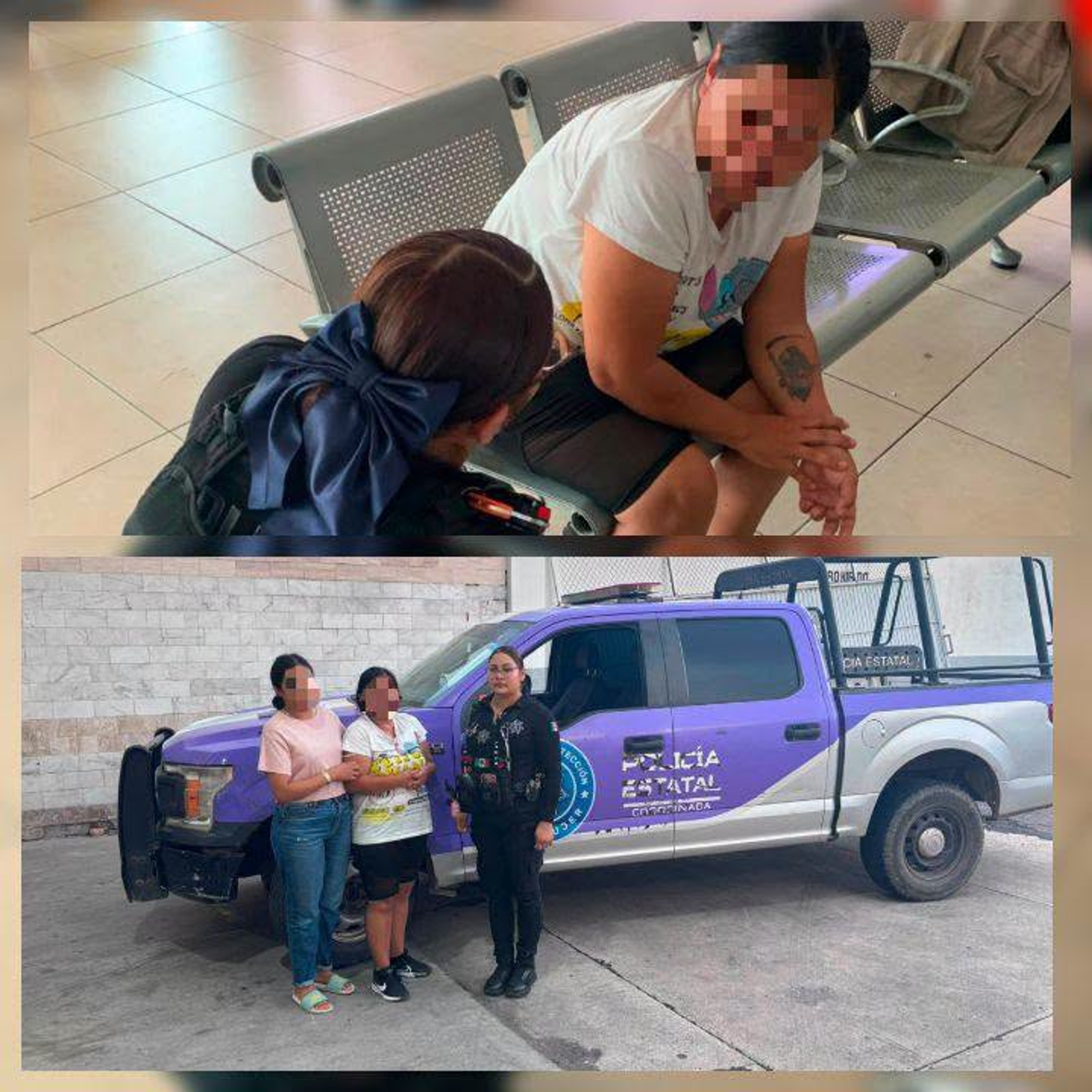 MUJER ES REUNIDA CON SU FAMILIA TRAS RECIBIR APOYO EN LA CENTRAL DE AUTOBUSES DE TEPIC