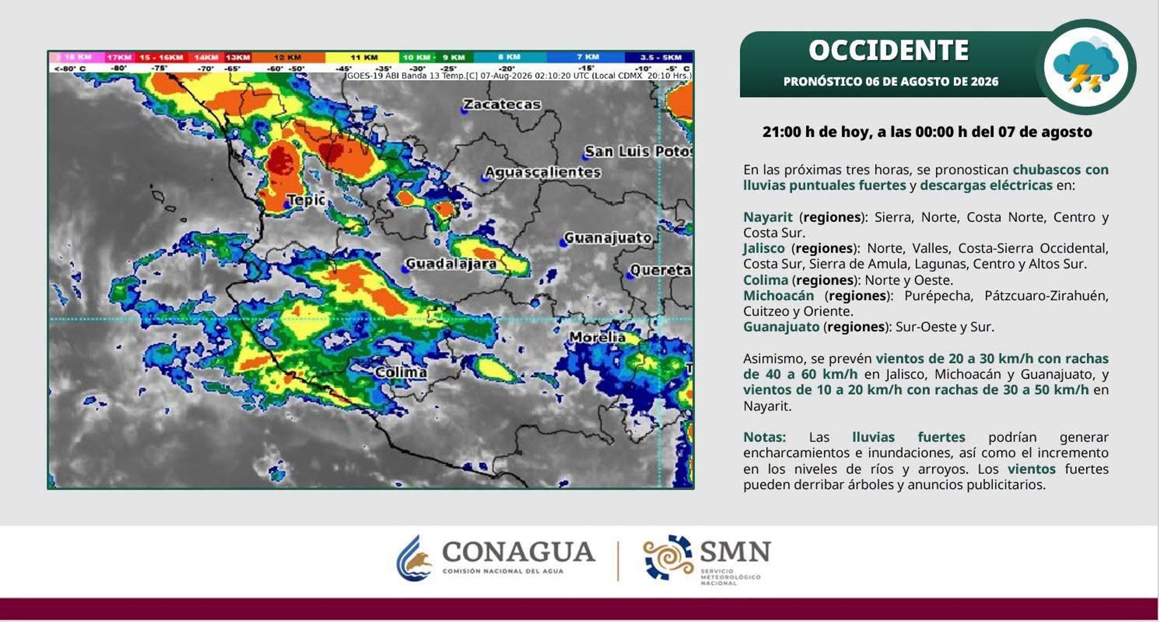  ADVIERTEN LLUVIAS FUERTES, TORMENTAS ELÉCTRICAS Y RACHAS DE VIENTO PARA ESTA NOCHE EN NAYARIT
