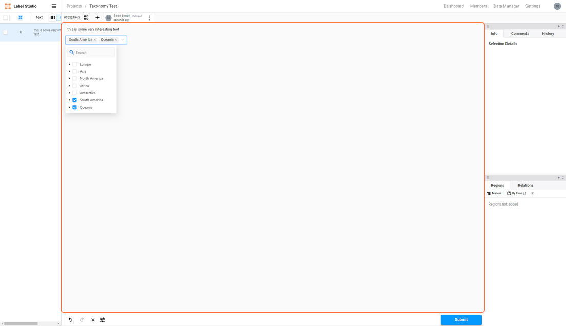 Example of the labeling experience with a large-scale taxonomy from an external source