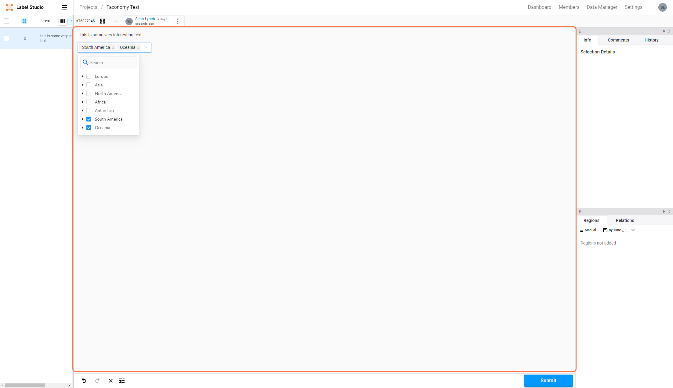 Example of the labeling experience with a large-scale taxonomy from an external source