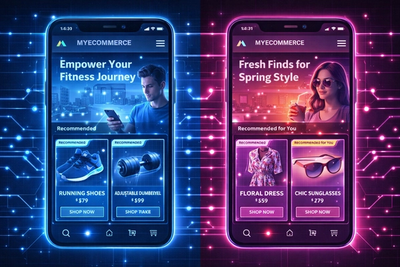 Visual representation of dynamic 1:1 ecommerce personalization.