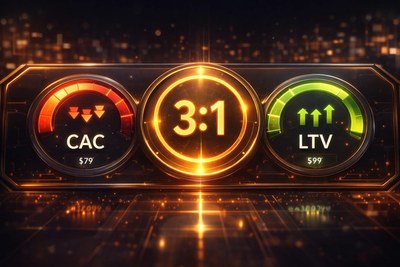 Dashboard showing the optimization of the LTV:CAC ratio.