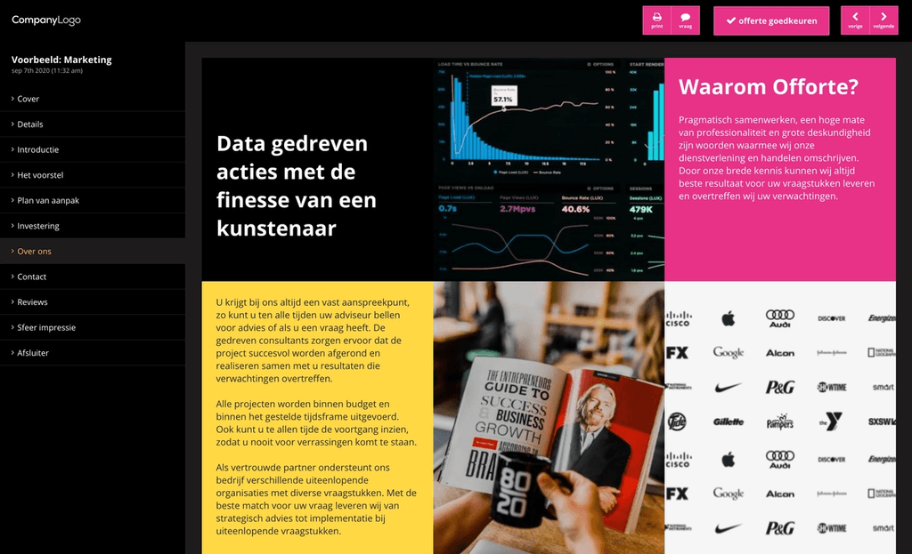 Verschillende offerte voorbeelden en sjablonen toegevoegd
