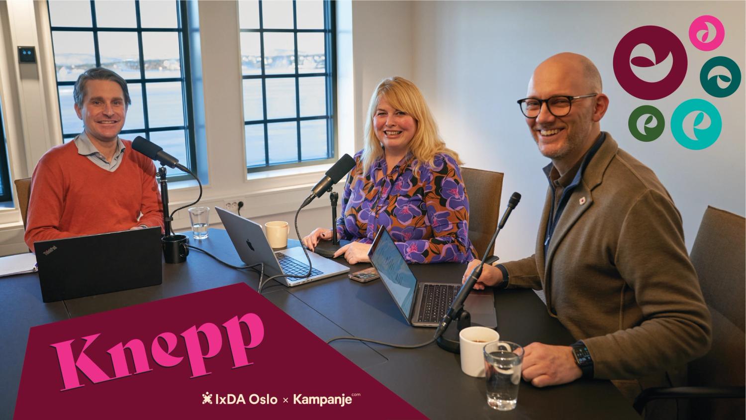 Finn Myrstad, Ann-Kristin Hansen, and Fredrik Matheson at Studio 38 during the recording of Knepp episode 2