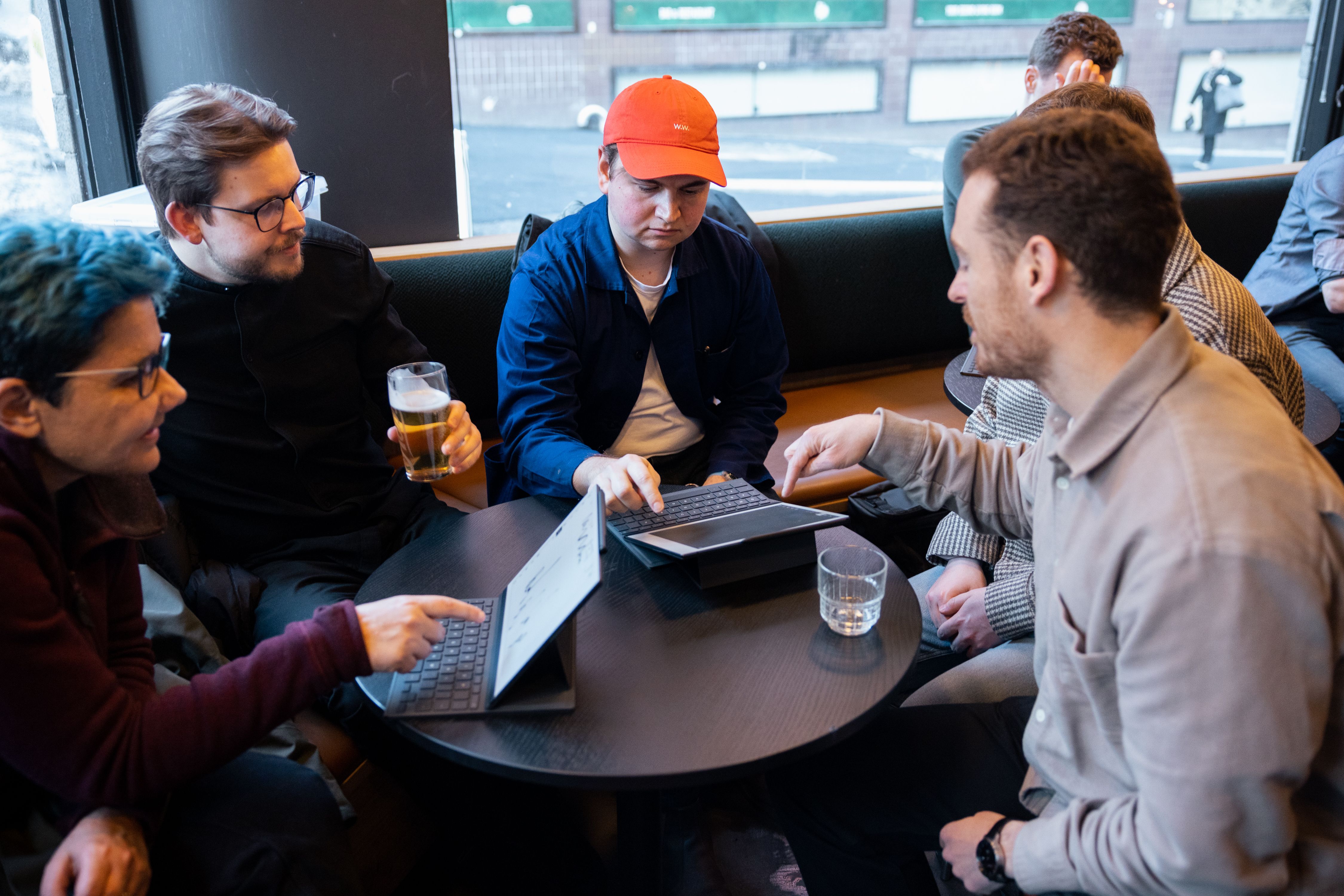 Members of IxDA Oslo's community test the new Type Folio keyboard from reMarkable