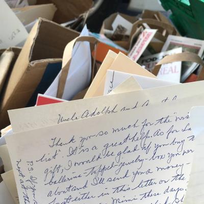 Thank-you letter in a pile of recycling