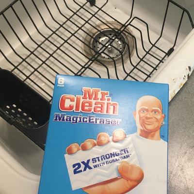 Close-up of Mr. Clean sponges