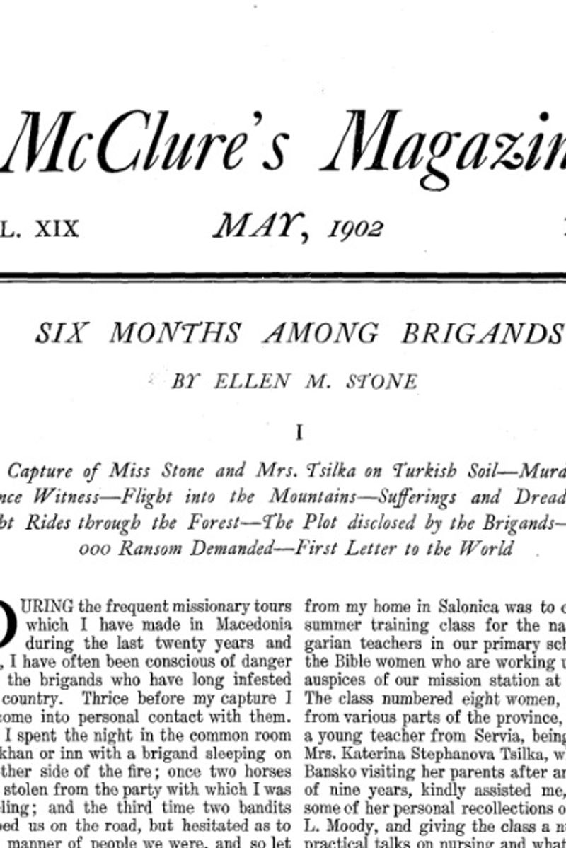 Cover of Six Months Among Brigands, McClure's Magazine, Vol. XIX, No. 1