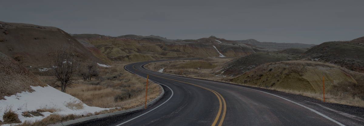 The road inside of Badlands National Park